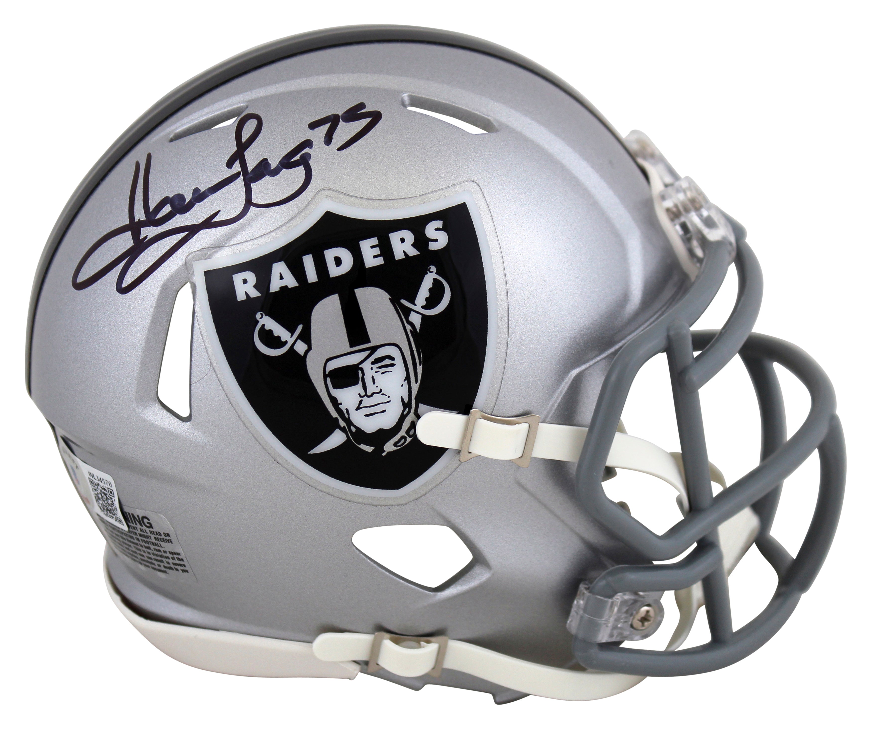 Raiders Howie Long Authentic Signed Silver Speed Mini Helmet BAS Witnessed