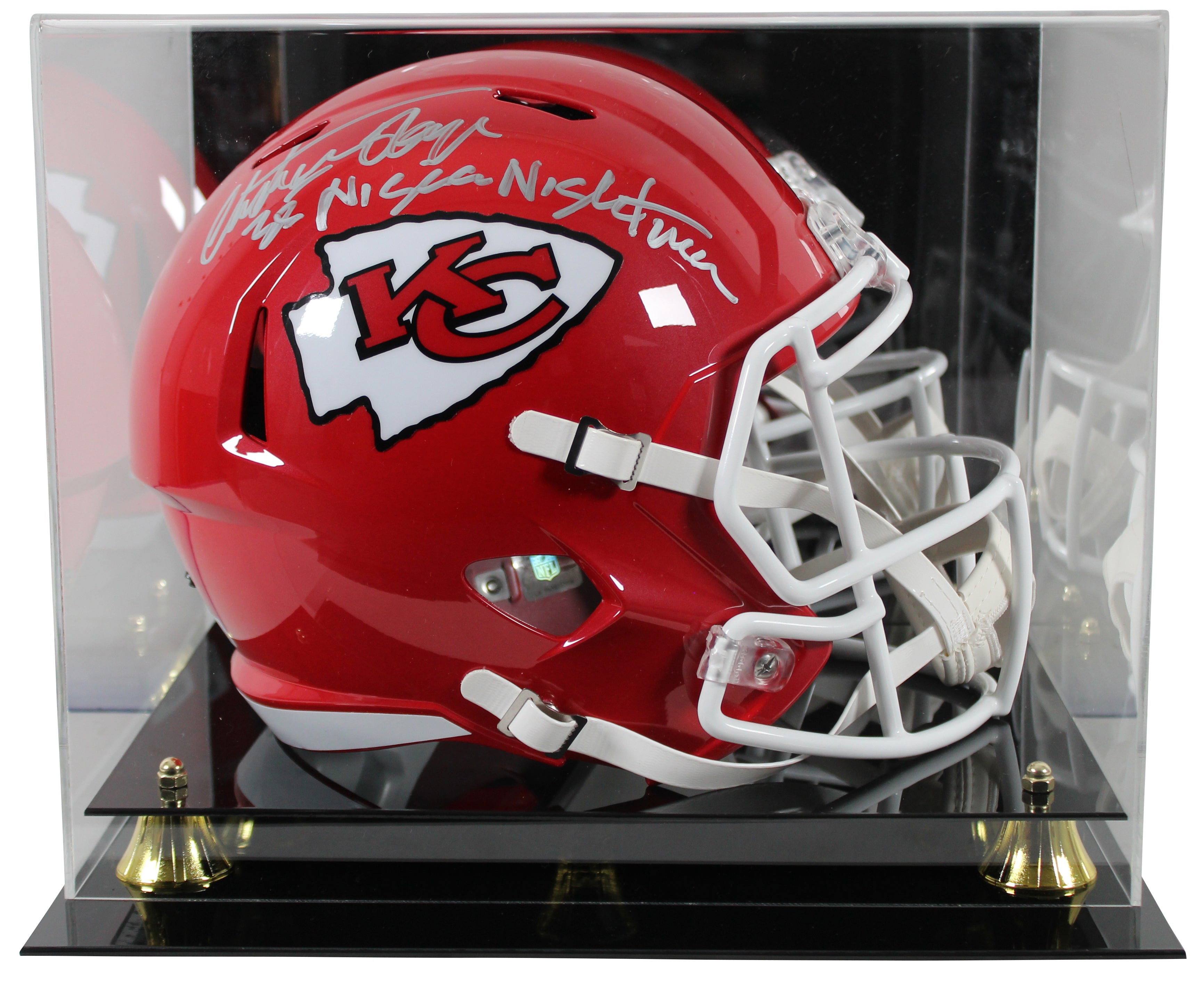 Chiefs Christian Okoye w/ Inscription Signed F/S Speed Rep Helmet W/ Case BAS W