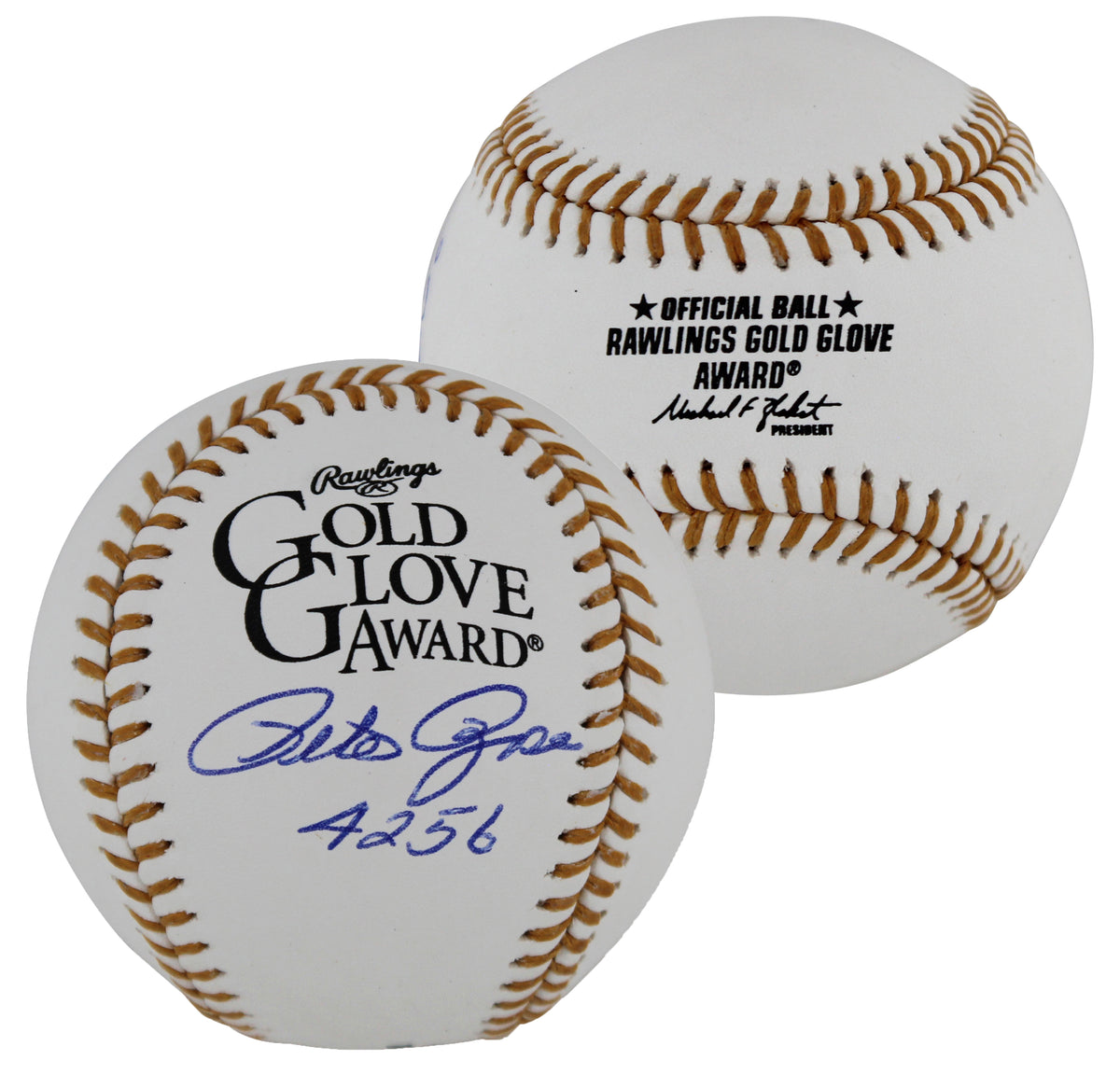 Reds Pete Rose Signed Rawlings Gold Glove Logo Oml Baseball BAS Witnessed