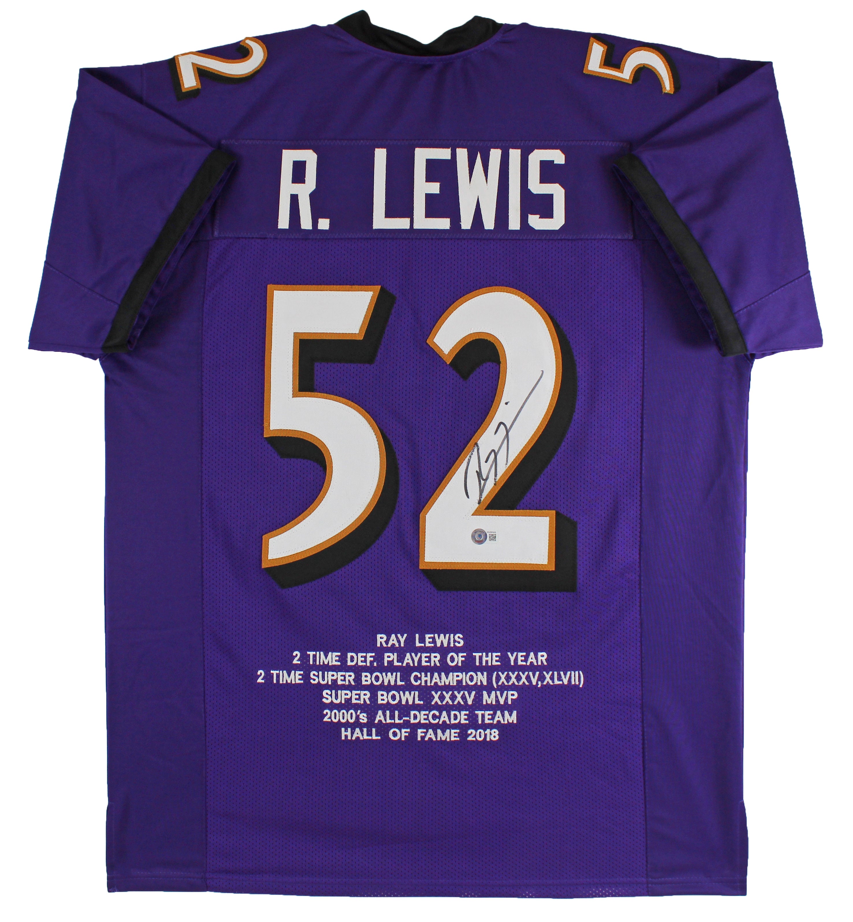 ** HOLIDAY DOORBUSTER ** Ray Lewis Authentic Signed Purple Pro Style Stat Jersey BAS Witnessed