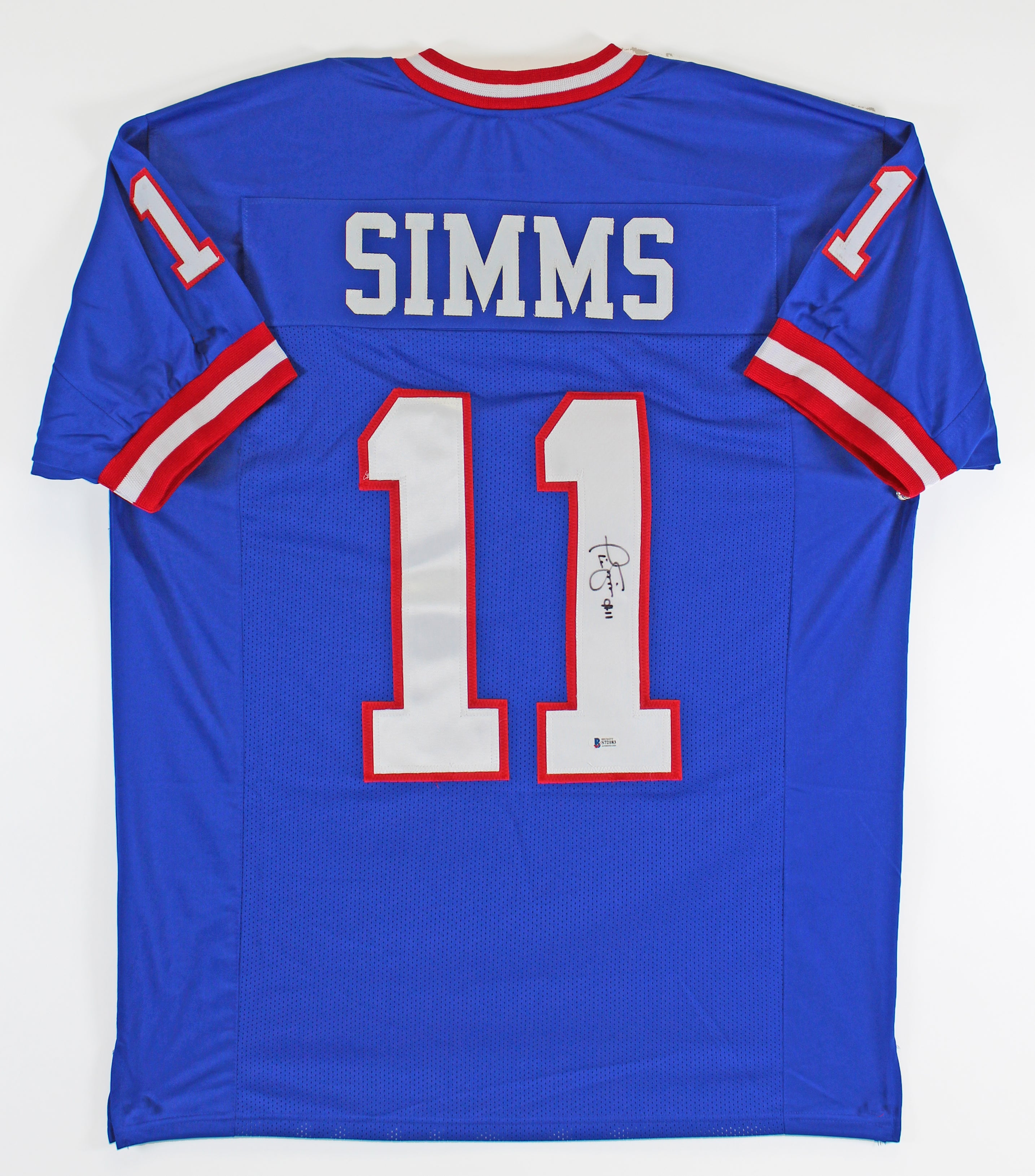 Phil Simms Authentic Signed Blue Pro Style Jersey Autographed BAS