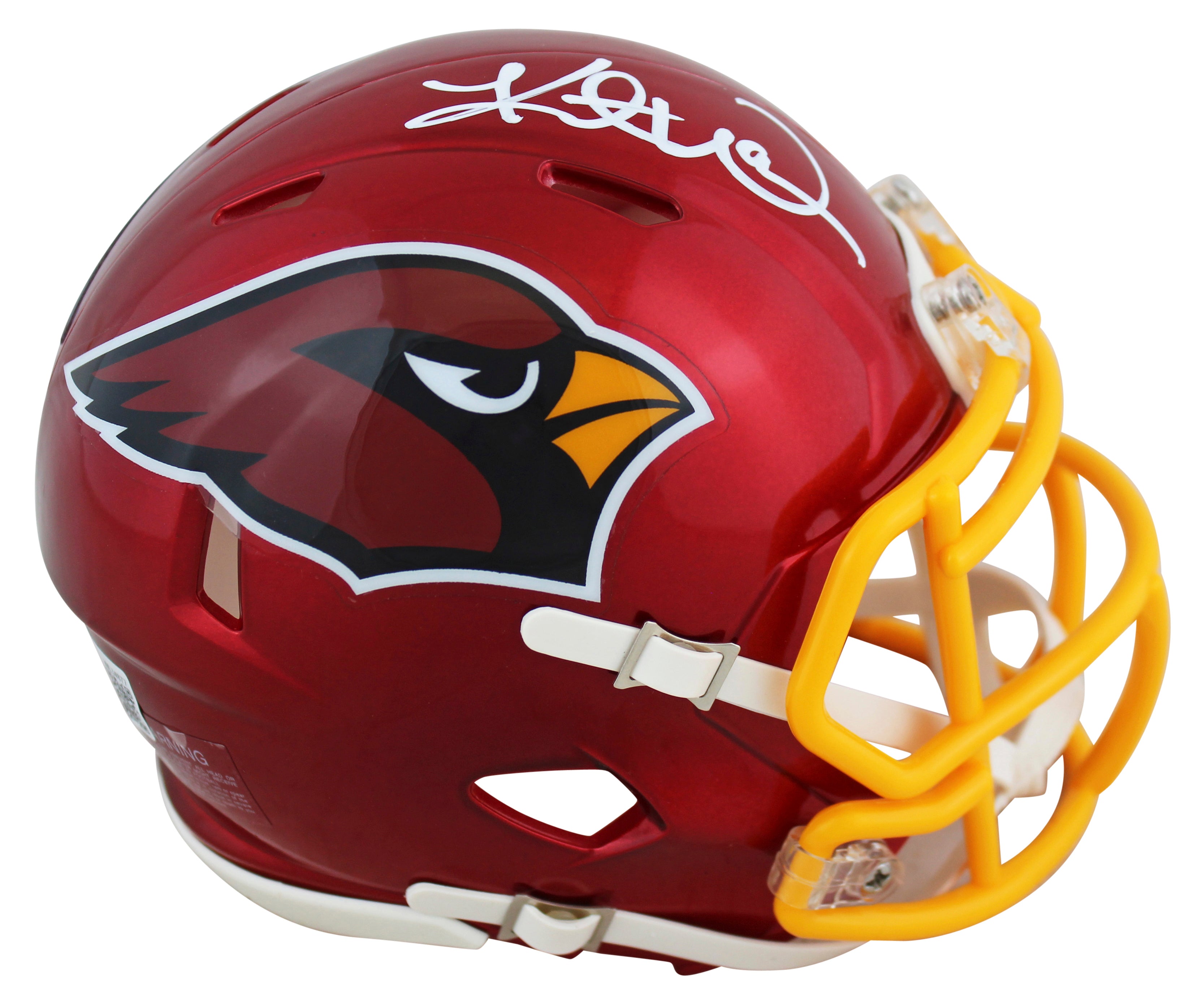 Cardinals Kurt Warner Signed Flash Speed Mini Helmet w/ White Sig BAS Witnessed