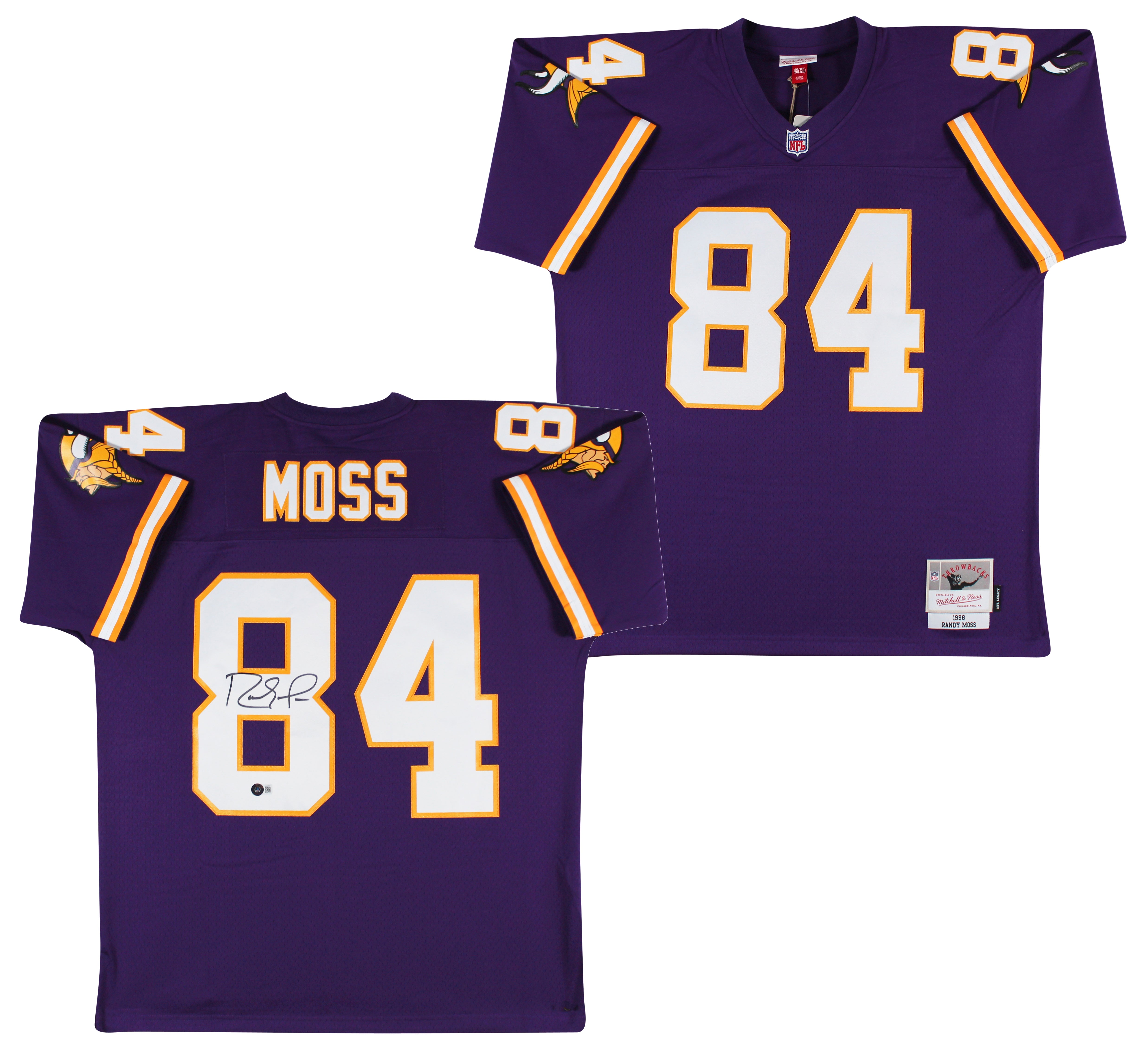 Vikings Randy Moss Authentic Signed Purple Mitchell & Ness Jersey BAS Witnessed