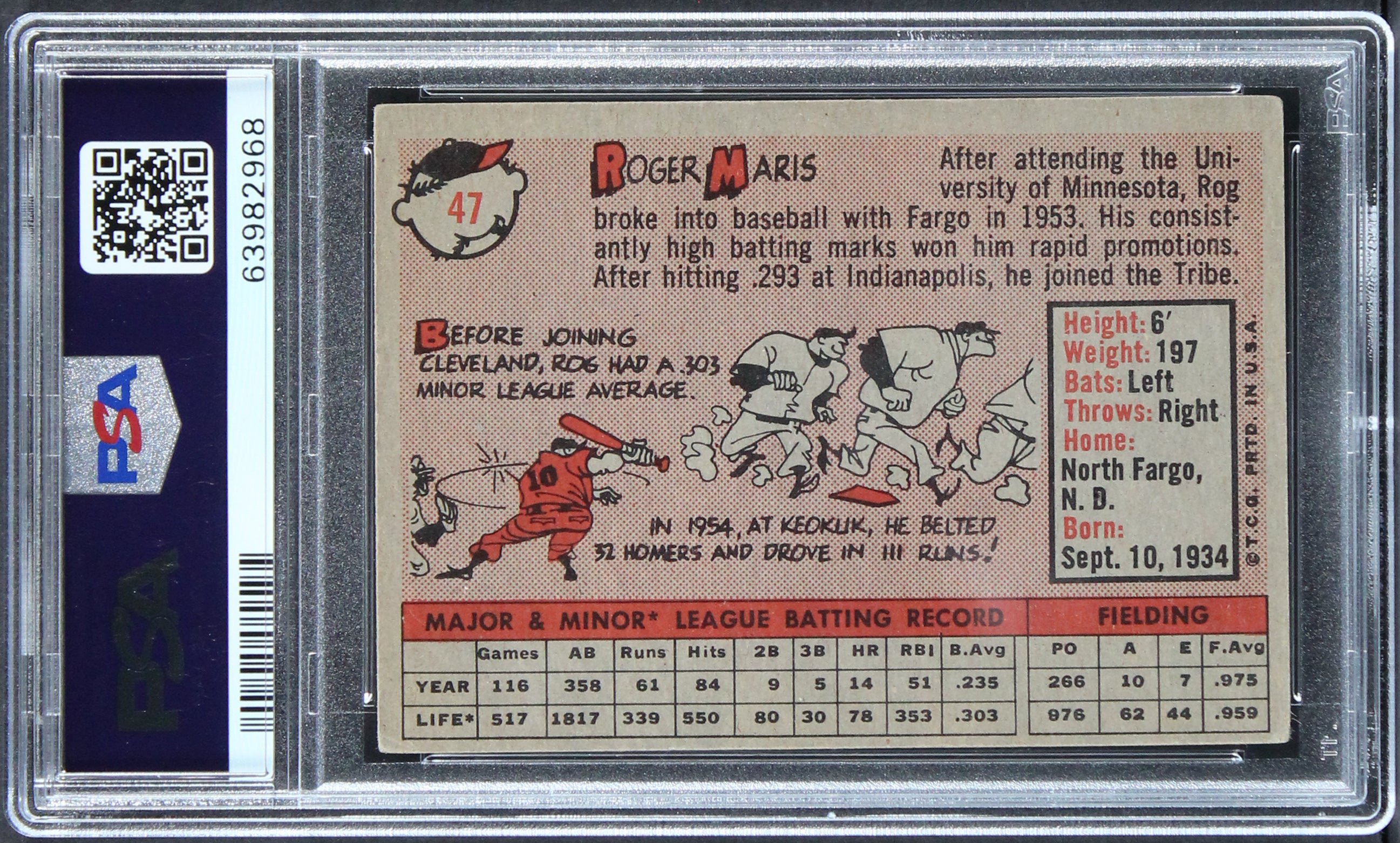 Yankees Roger Maris Signed 1958 Topps #47 Card Auto Graded NM-MT 8! PSA Slabbed