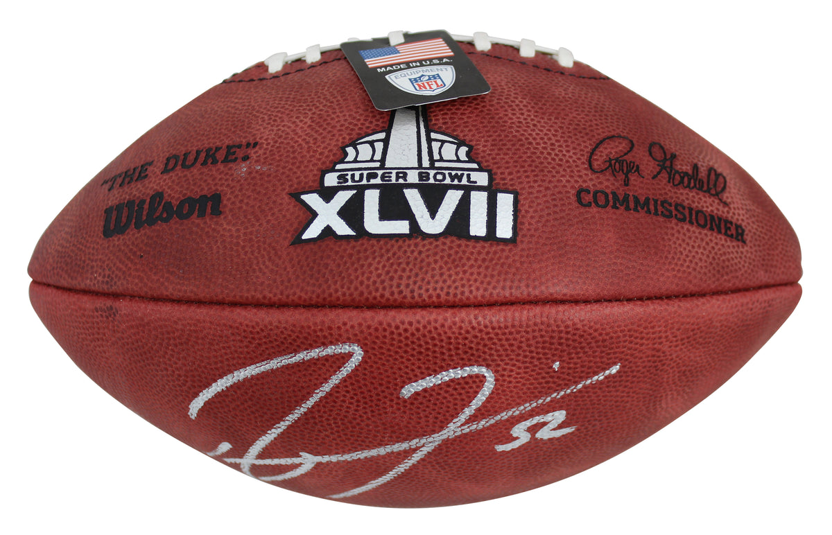 Ravens Ray Lewis Signed Official SB XLVII Logo NFL Football BAS Witnessed