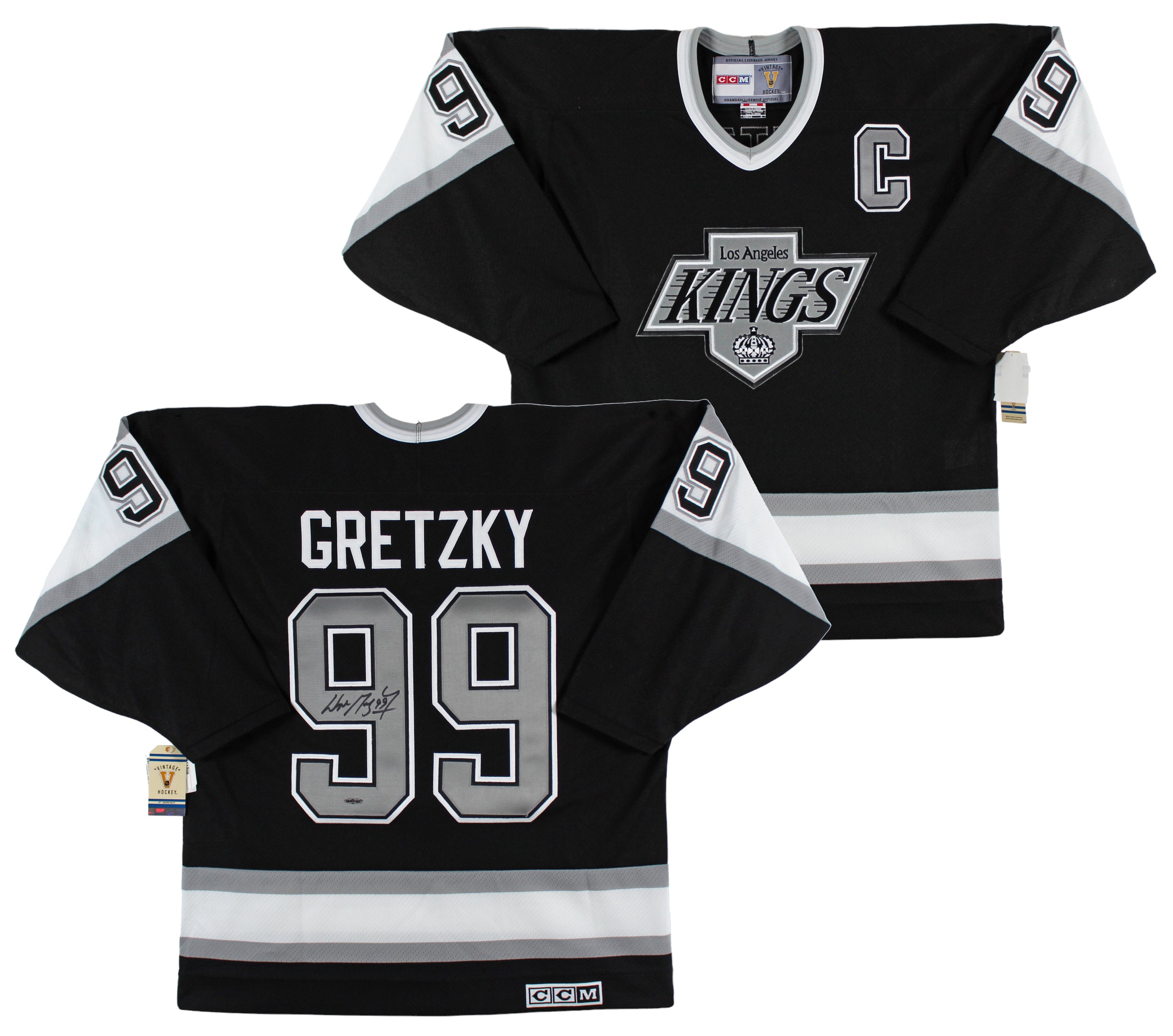 Kings Wayne Gretzky Authentic Signed Black Vintage CCM Jersey UDA #BAM34720