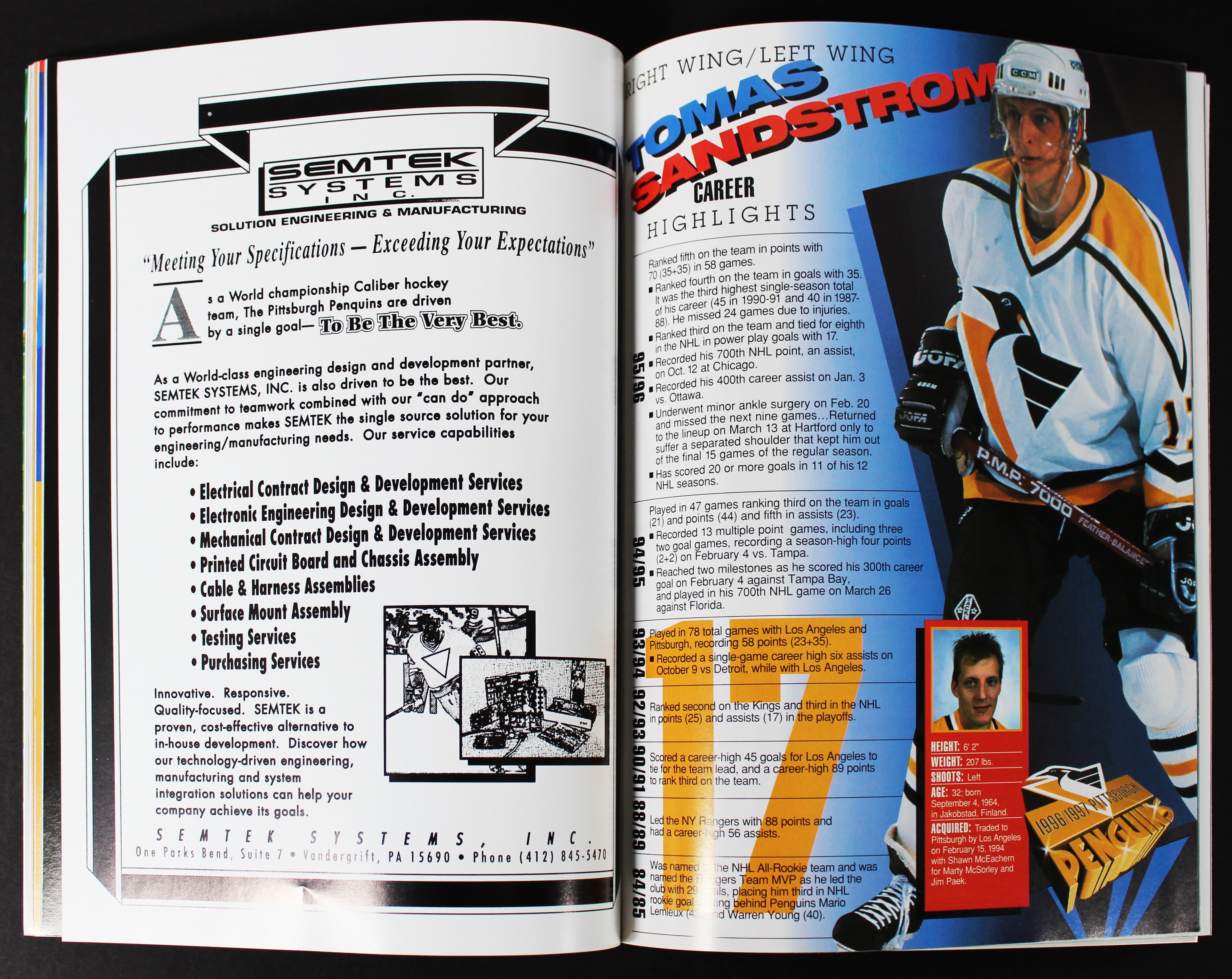 1996 Pittsburgh Penguins Official Yearbook Magazine 1