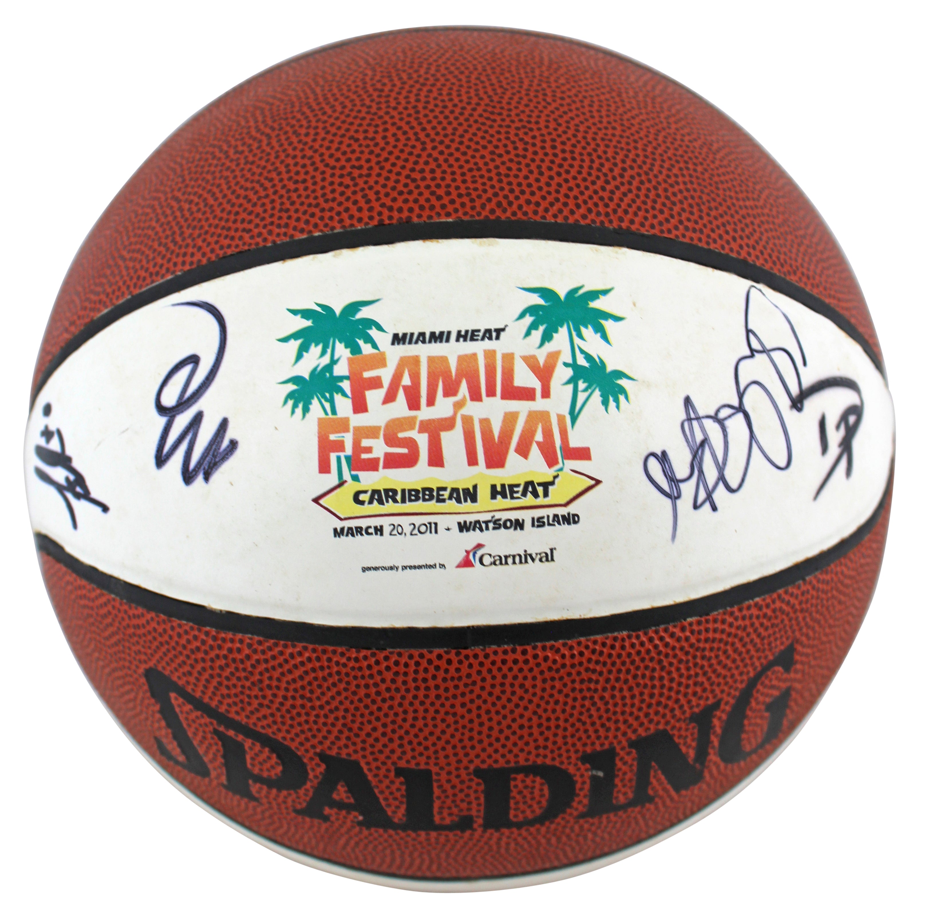 2010-11 Heat (15) James, Wade, Miller Signed Family Festival Basketball JSA