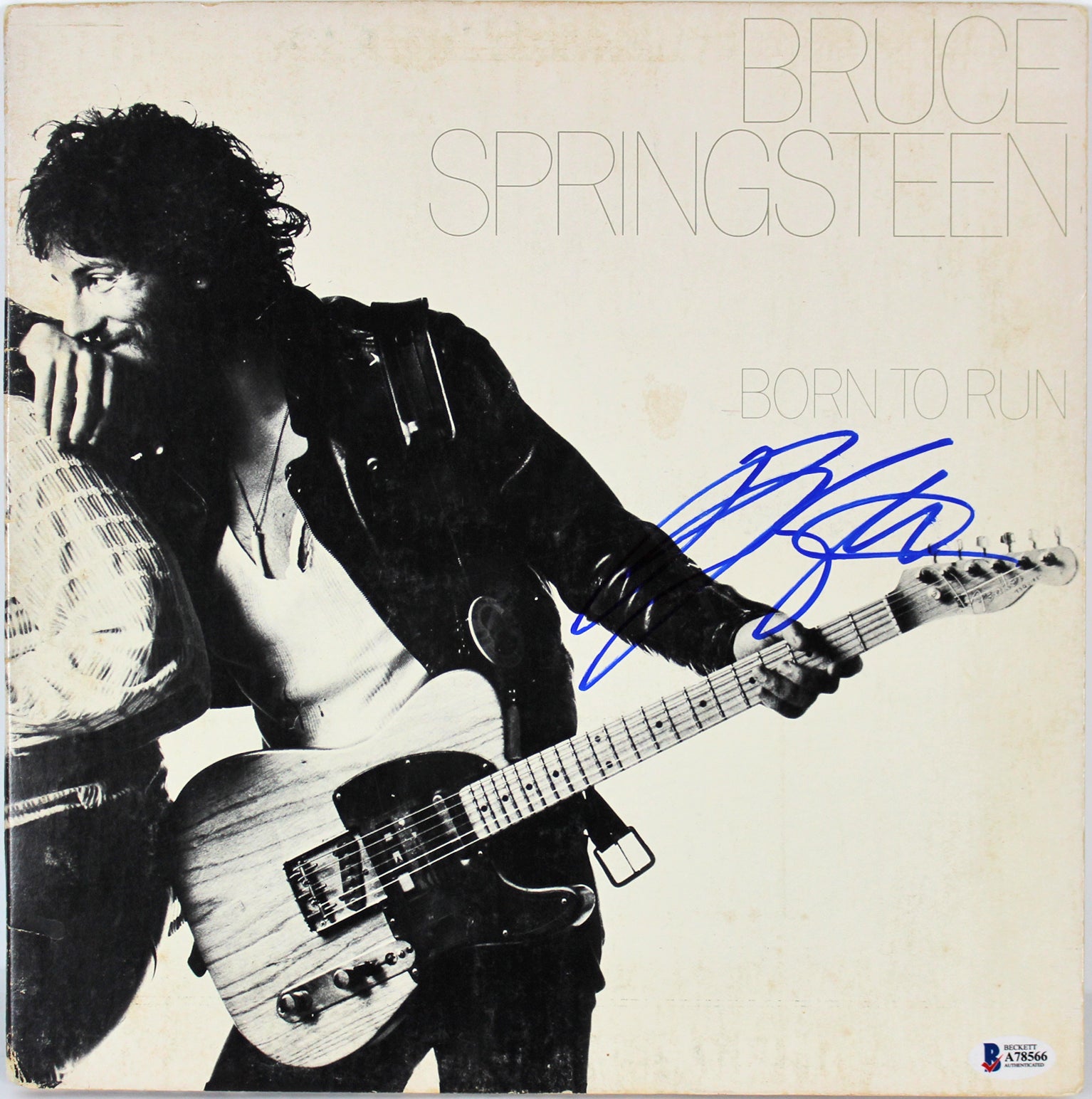 Bruce Springsteen Authentic Signed Born To Run Album Cover W/ Vinyl BAS #A78566