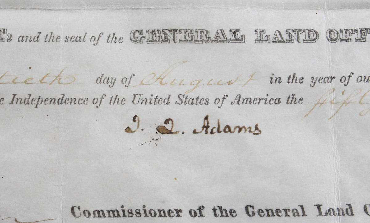 John Quincy Adams Authentic Signed & Framed 9x14 1826 Land Grant BAS #AB14689