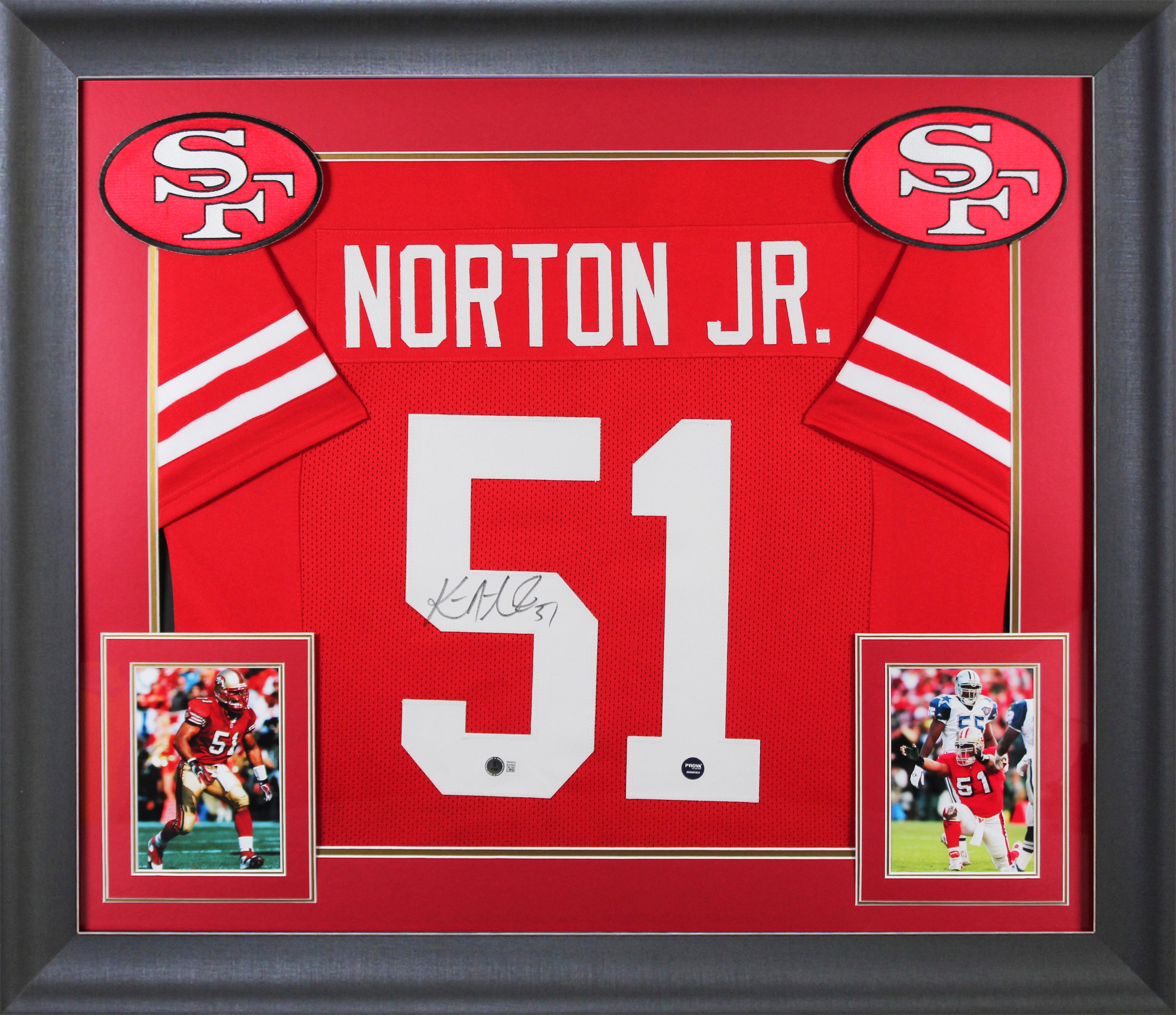 Ken Norton Jr. Authentic Signed Red Pro Style Framed Jersey BAS Witnessed