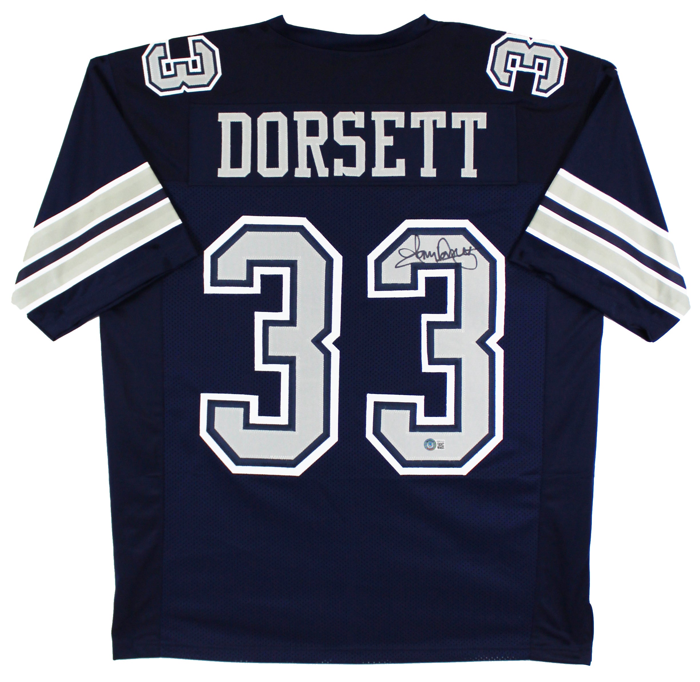 Tony Dorsett Signed Navy Blue Pro Style Jersey w/ Grey Numbers BAS Witnessed