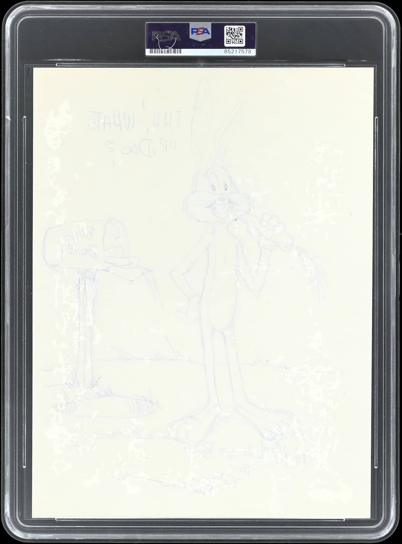 Fritz Freleng "eh, What's up Doc?" Signed 8.5x11 Bugs Bunny Sketch PSA Slabbed