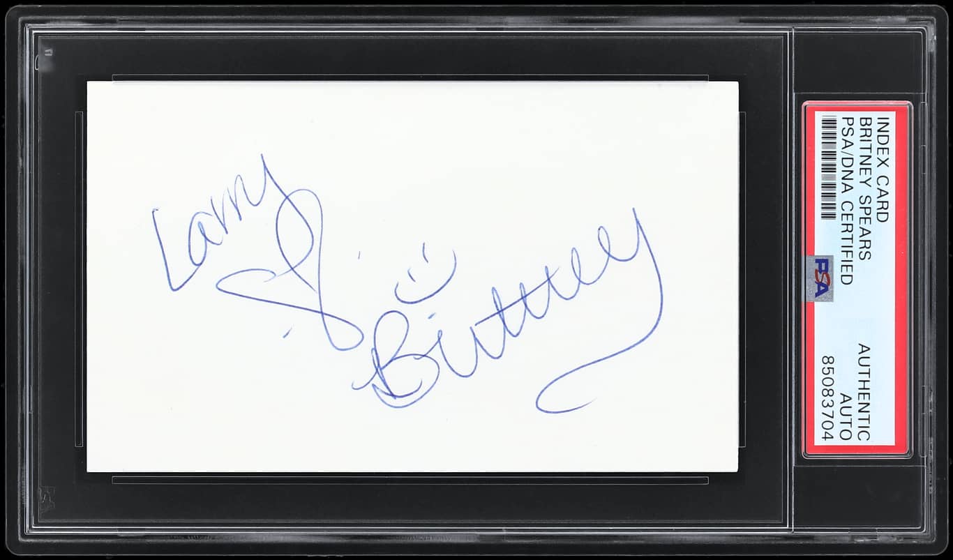 Brittany Spears Authentic Signed 3x5 Index Card Autographed PSA/DNA Slabbed