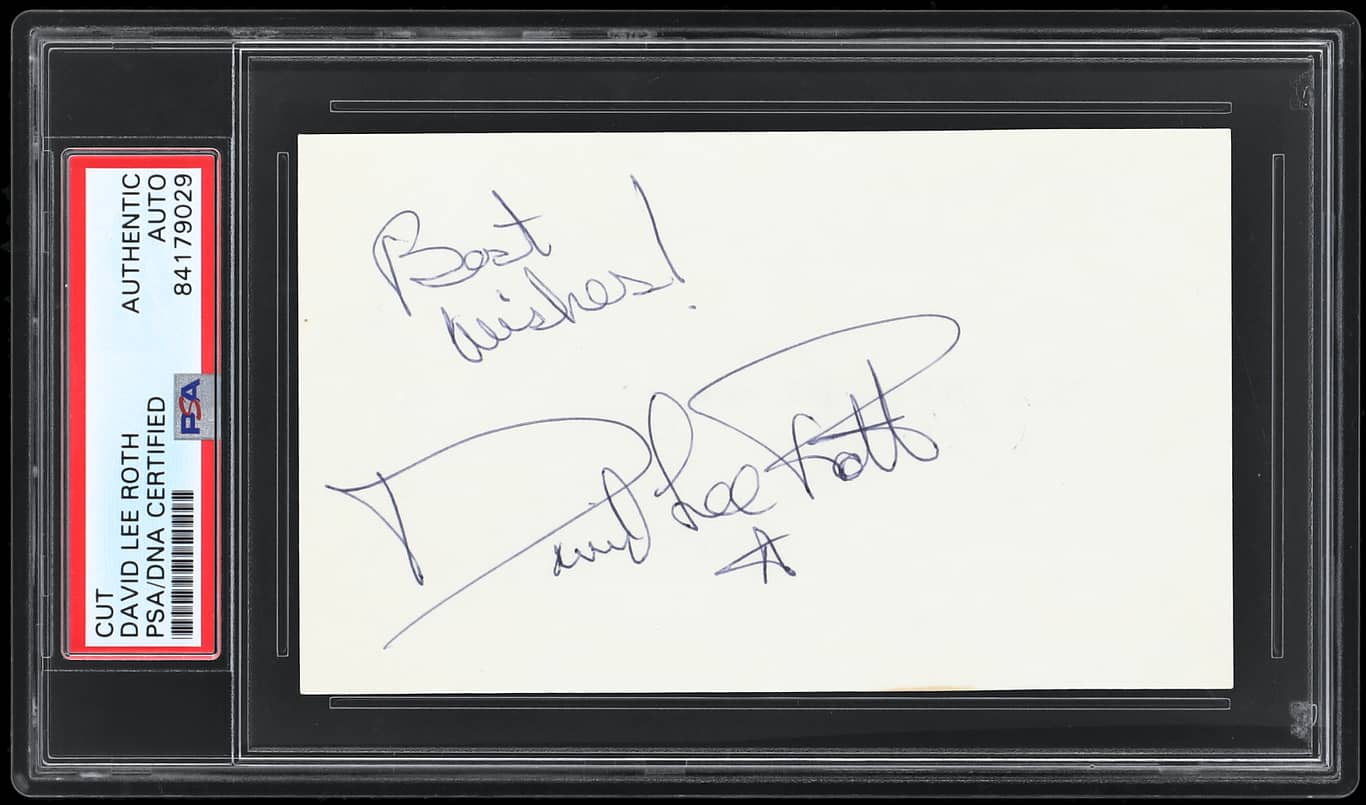 David Lee Roth Van Halen "Best Wishes" Signed 3x5 Index Card PSA/DNA Slabbed