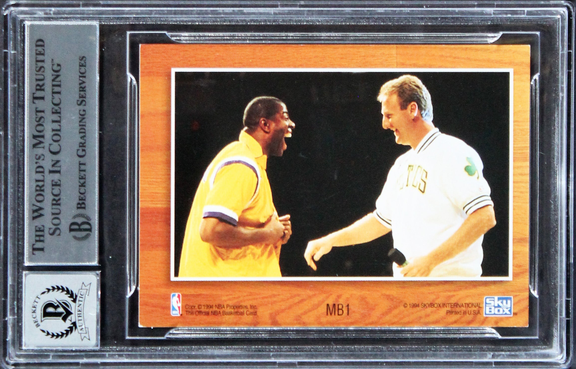 ** HOLIDAY DOORBUSTER ** Magic Johnson & Larry Bird Signed 1993 Hoops #MB1 Card Auto 10! BAS Slabbed