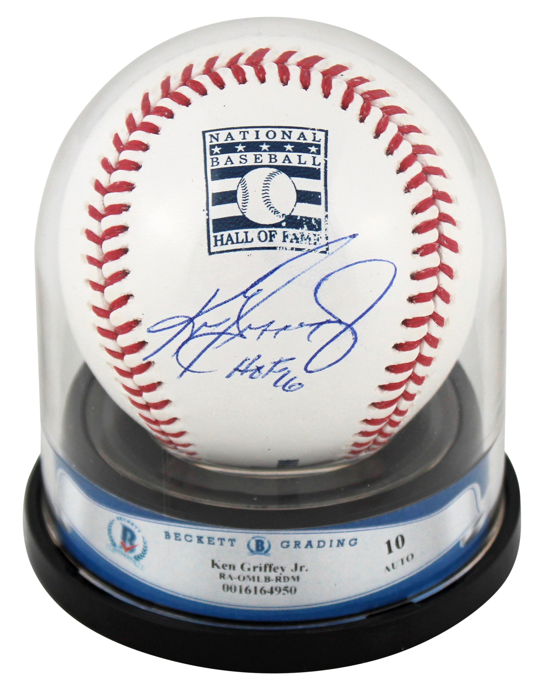 Mariners Ken Griffey Jr. "HOF 16" Signed HOF Logo Oml Baseball Auto 10! BAS 2