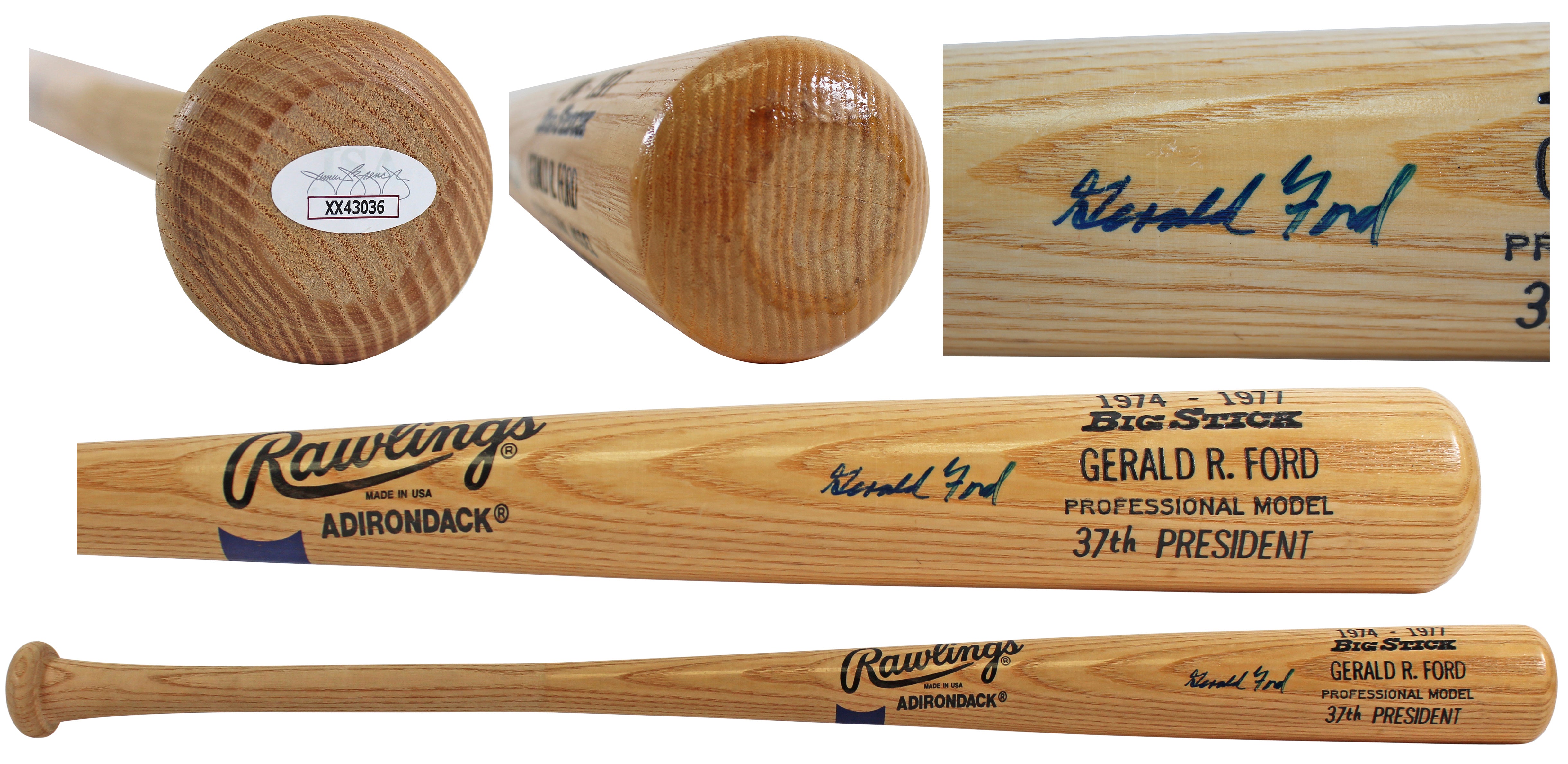 Gerald Ford Authentic Signed Rawlings Adirondack Big Stick Bat JSA #XX43036