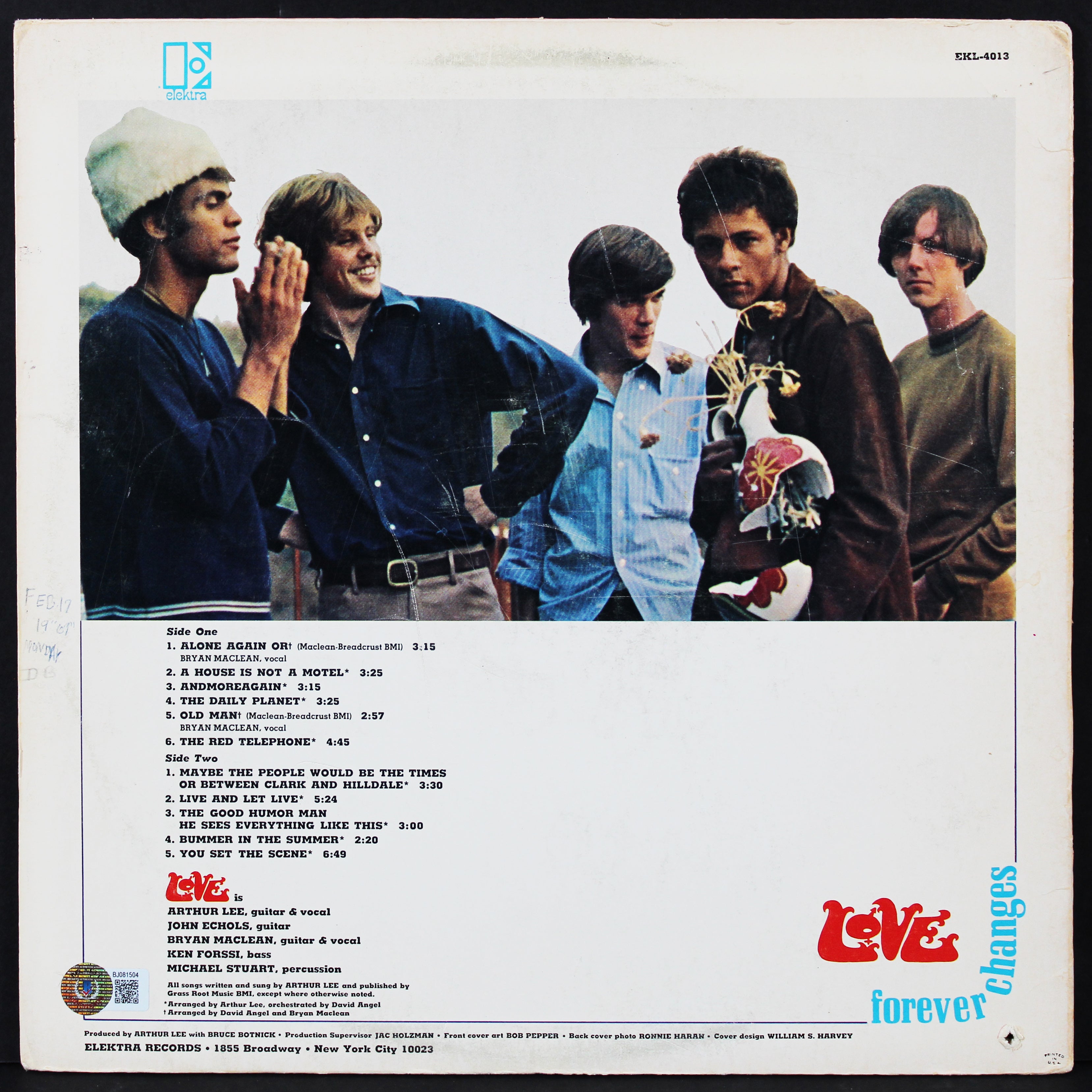 Arthur Lee Thanks Signed Love Forever Changes Album Cover W/Vinyl BAS #BJ081504