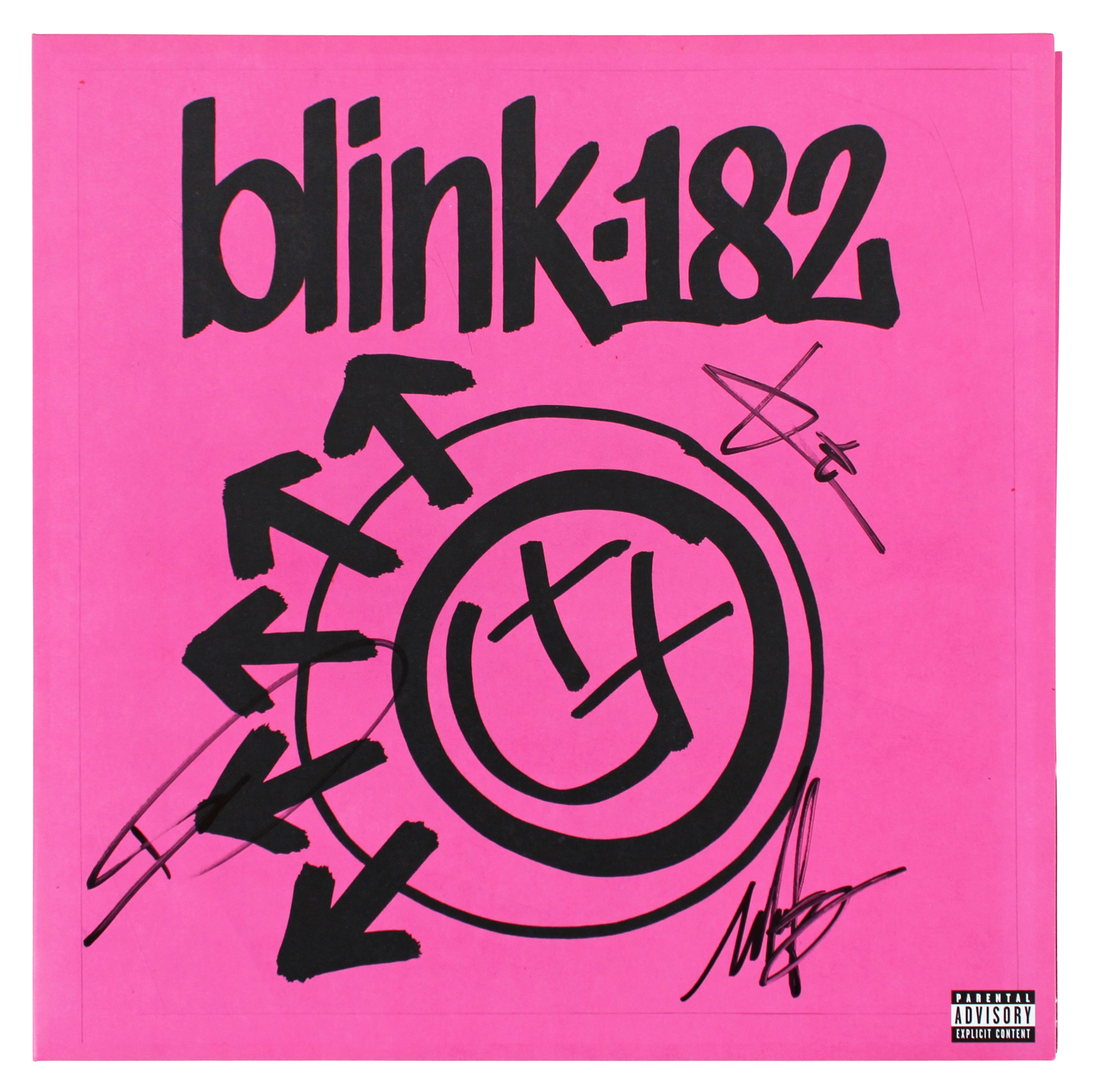 Blink 182 (3) Hoppus, Barker +1 Signed One More Time... Album Cover W/ Vinyl BAS