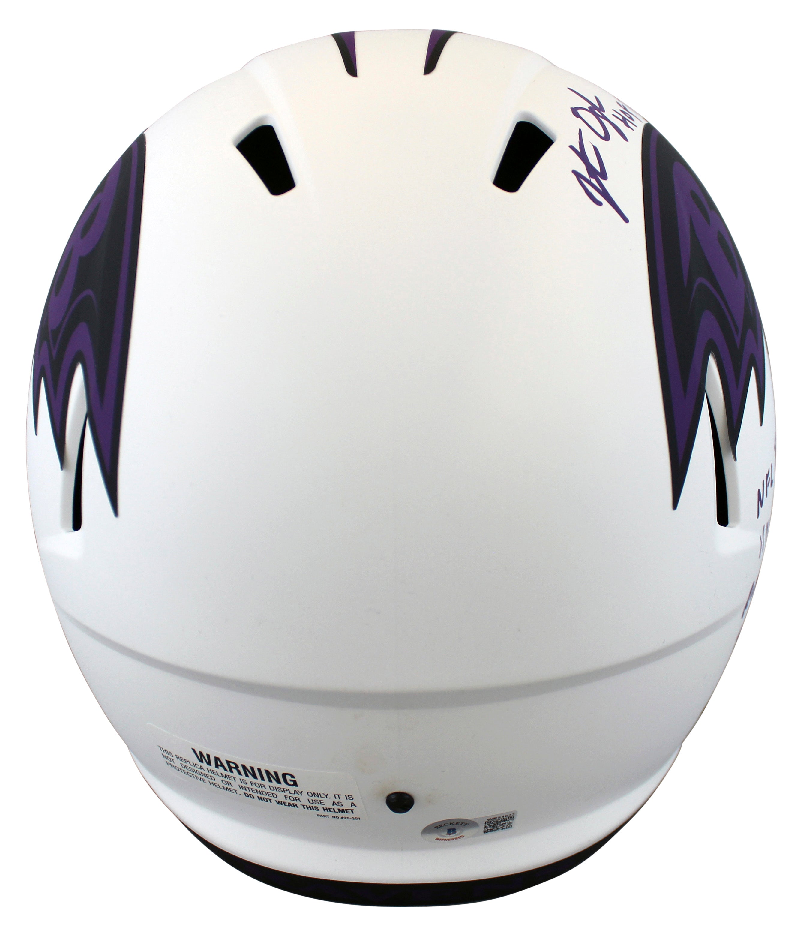 Ravens Jonathan Ogden "Stat" Signed Lunar Full Size Speed Rep Helmet BAS Witness