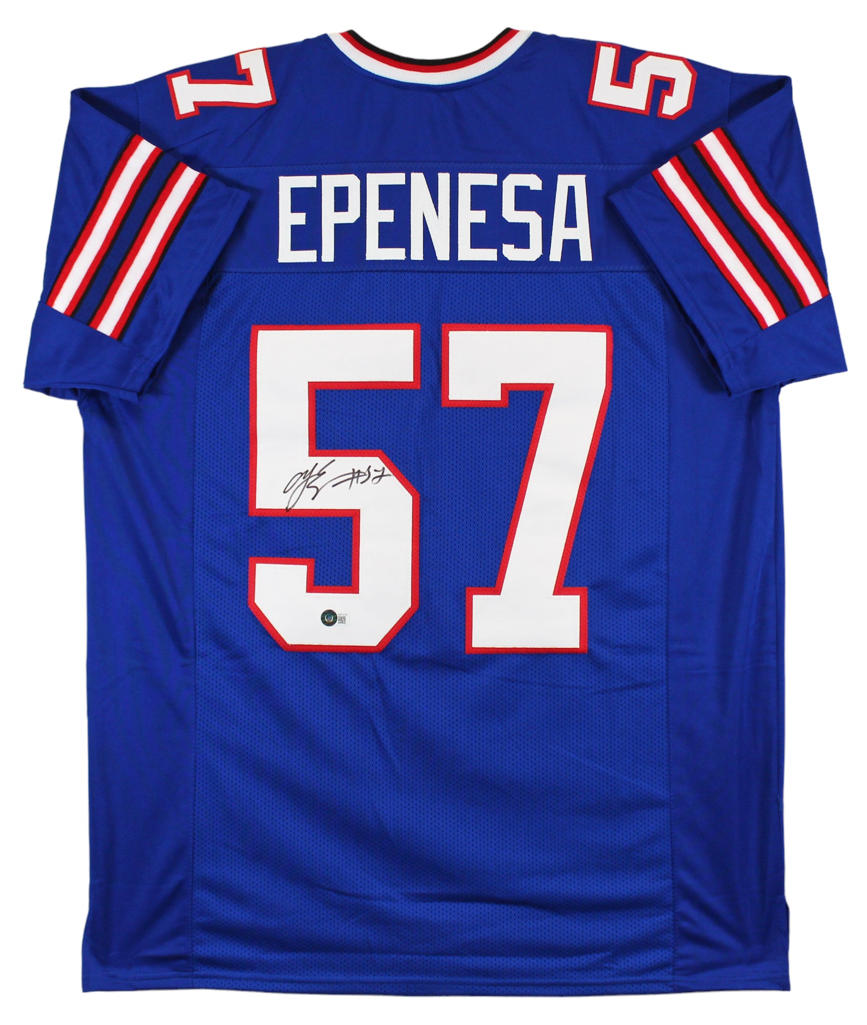 A.J. Epenesa Authentic Signed Blue Pro Style Jersey Signed on #5 BAS Witnessed