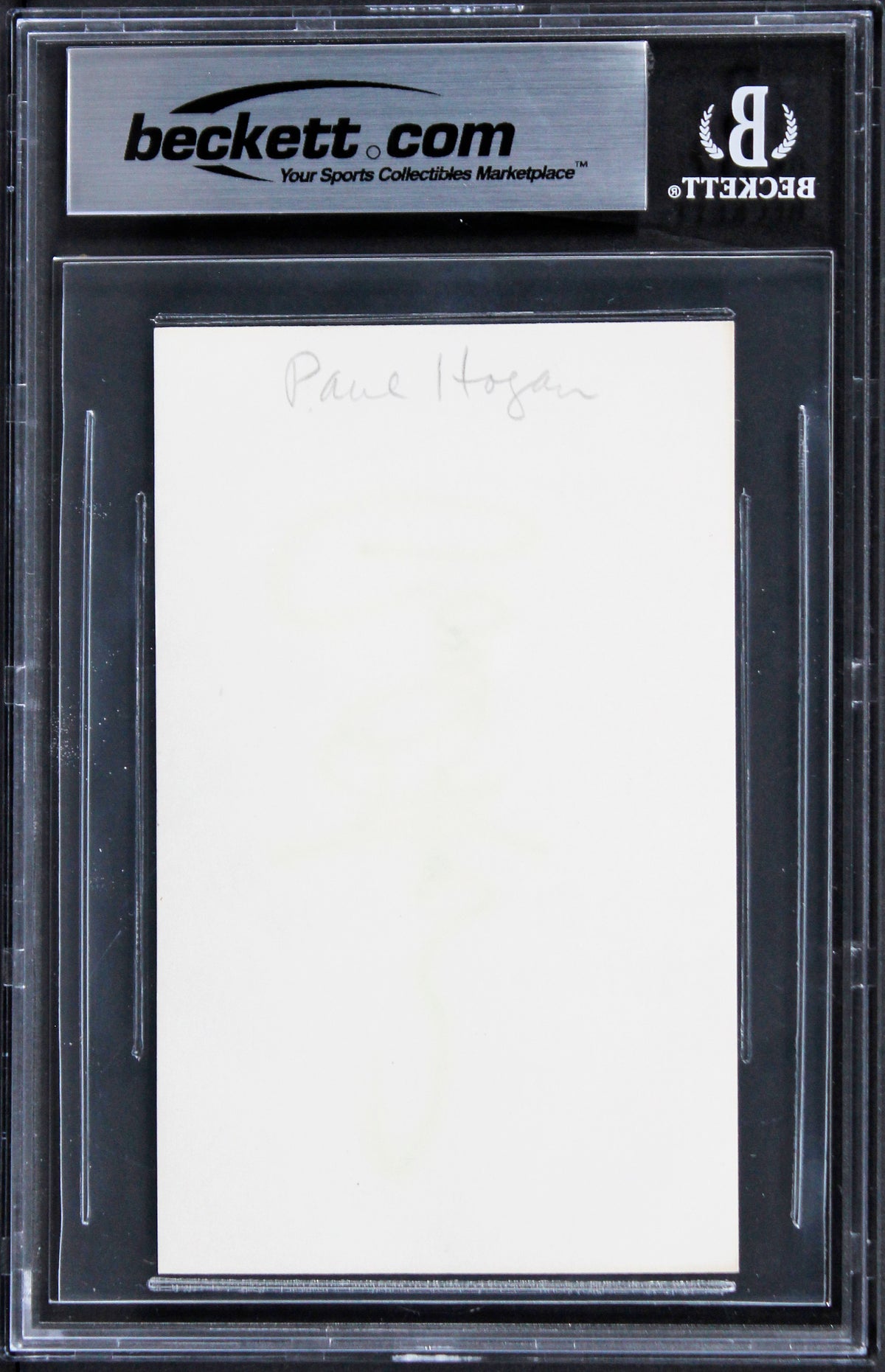 Paul Hogan Crocodile Dundee Authentic Signed 3x5 Index Card BAS Slabbed 1