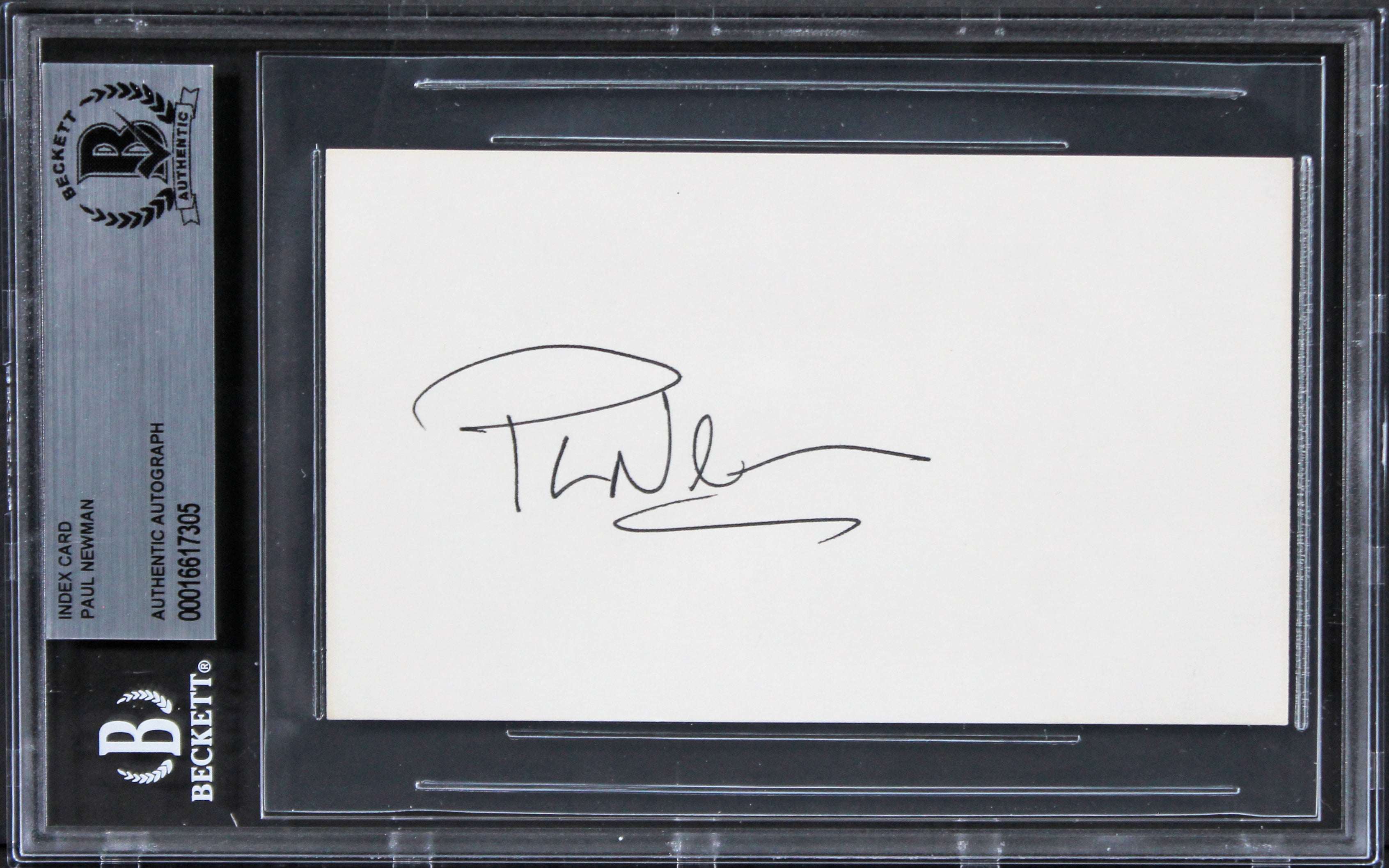 Paul Newman The Hustler Authentic Signed 3x5 Index Card BAS Slabbed 2