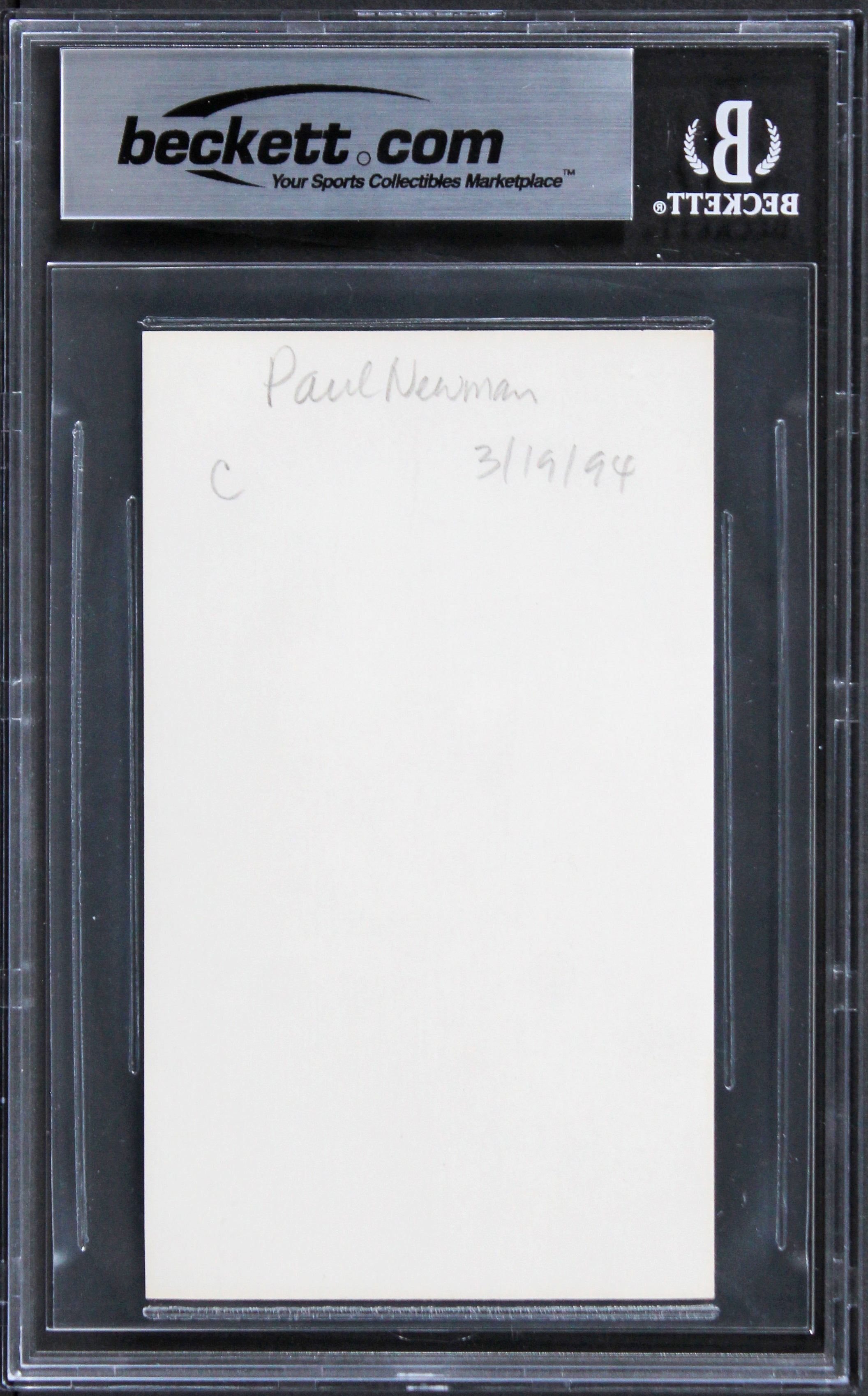 Paul Newman The Hustler Authentic Signed 3x5 Index Card BAS Slabbed 2