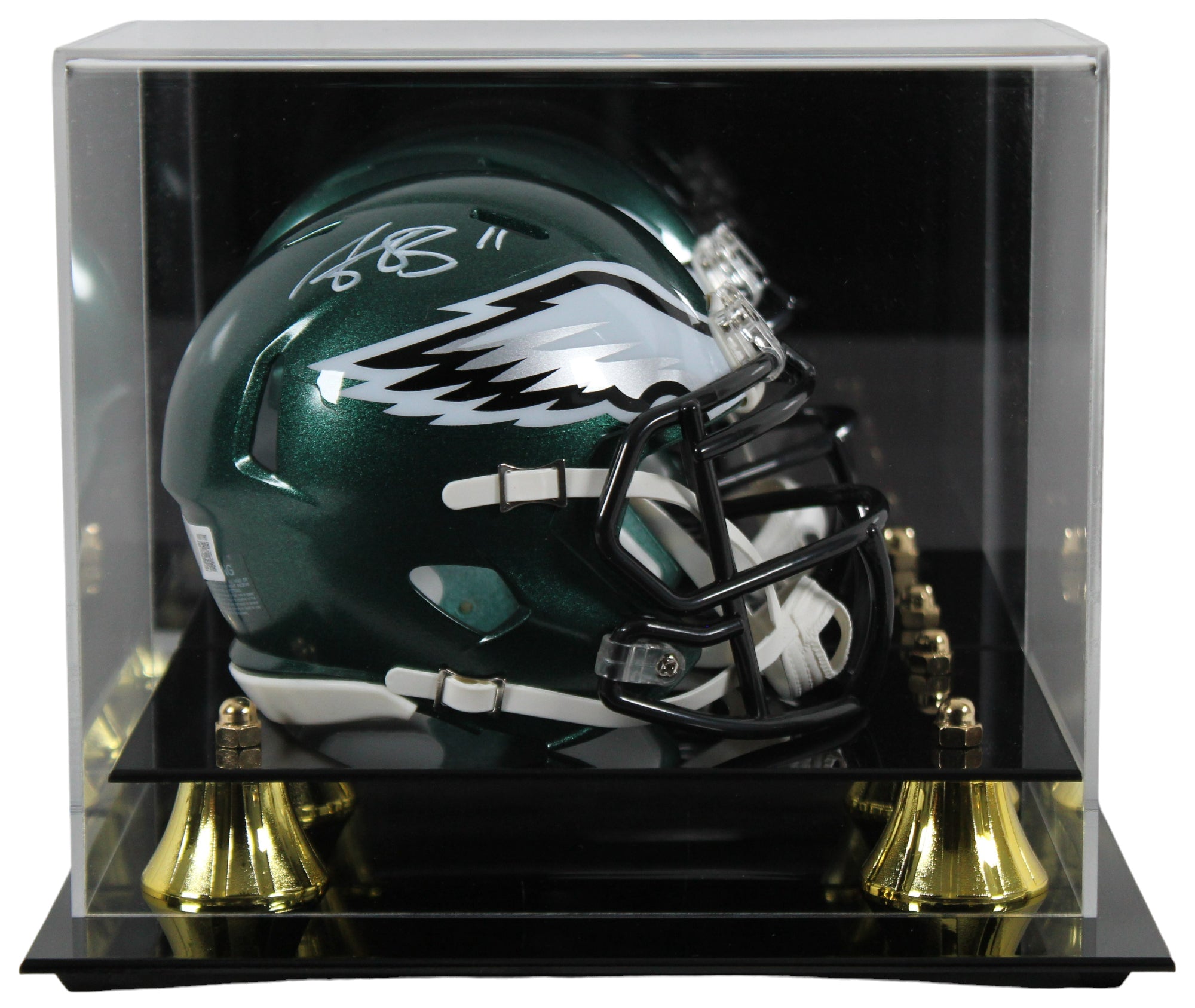 Eagles A.J. Brown Authentic Signed Speed Mini Helmet W/ Case BAS Witnessed