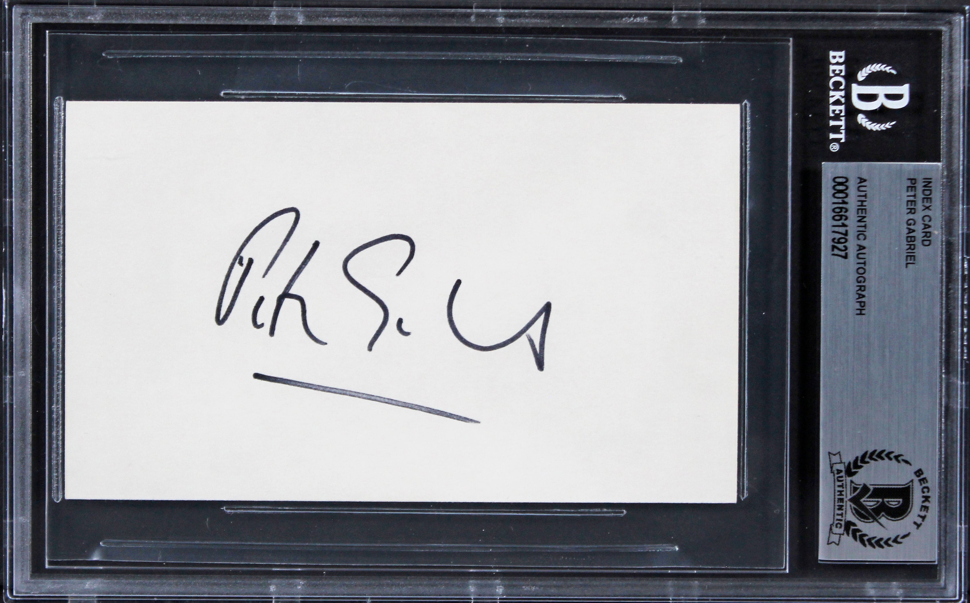 Peter Gabriel Genesis Authentic Signed 3x5 Index Card Autographed BAS Slabbed