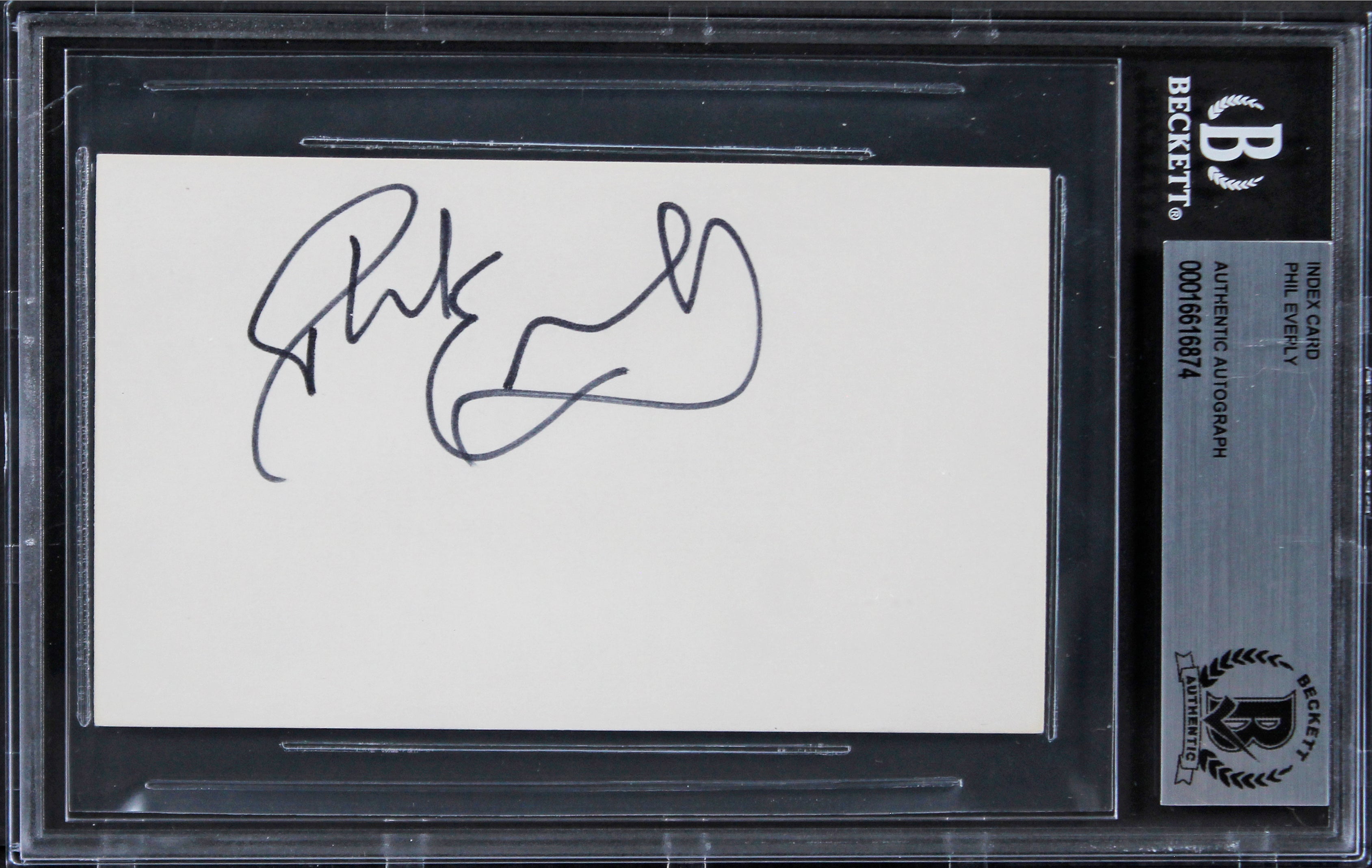 Phil Everly The Everly Brothers Authentic Signed 3x5 Index Card BAS Slabbed