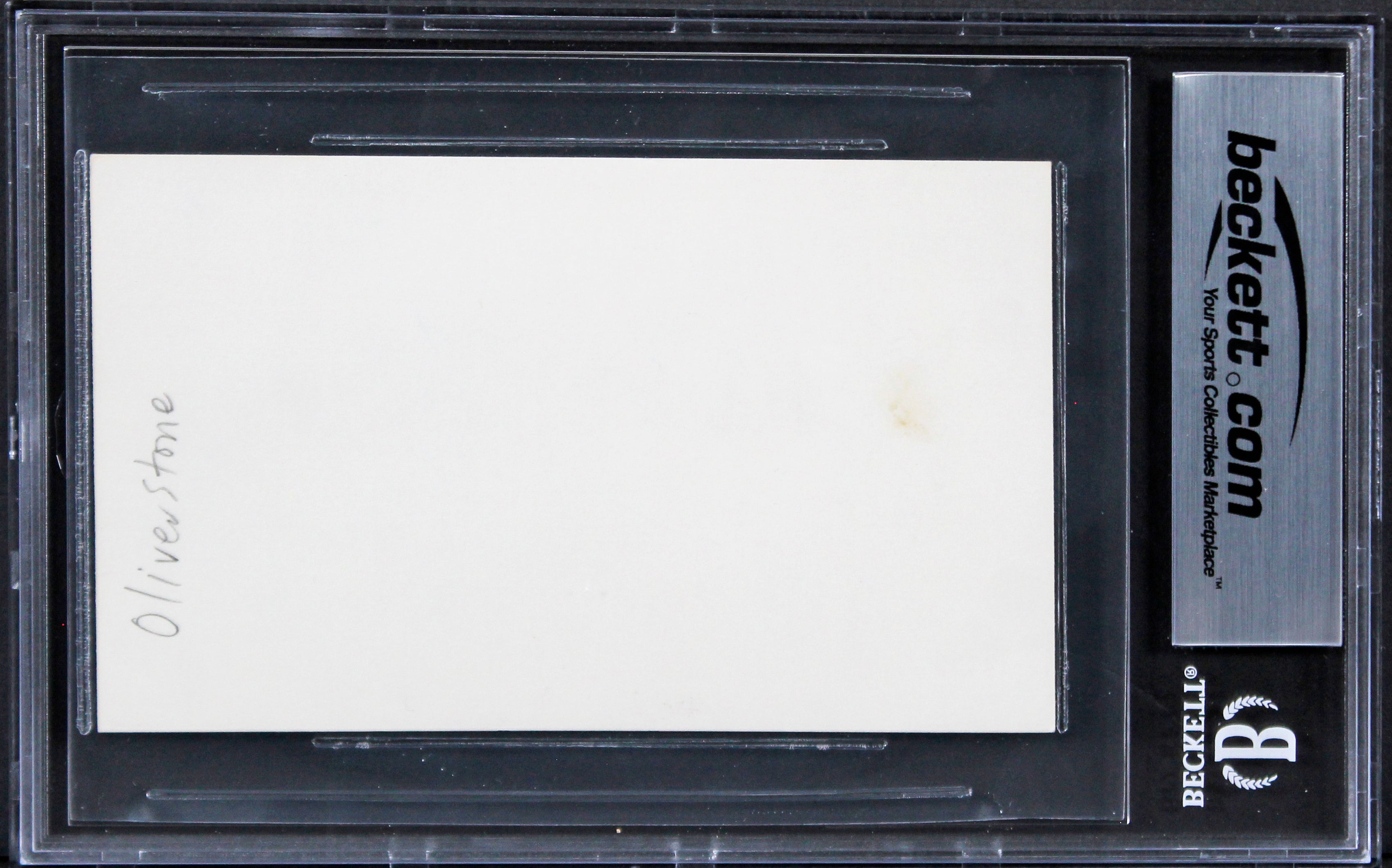 Oliver Stone Platoon Authentic Signed 3x5 Index Card Autographed BAS Slabbed 1