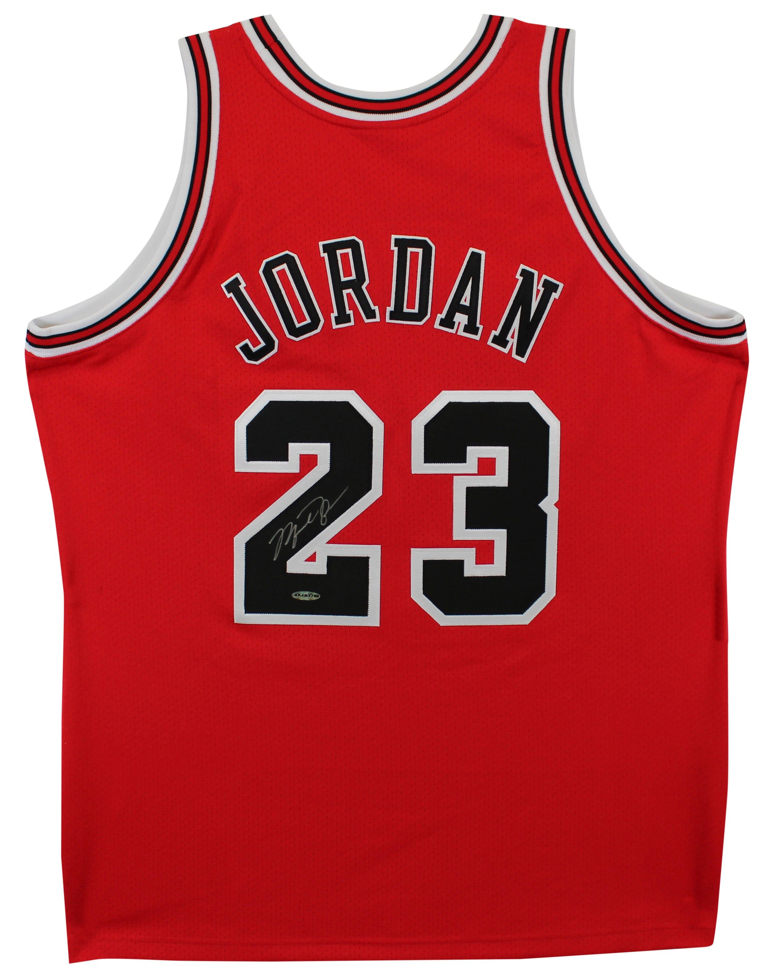 Bulls Michael Jordan Signed Red 1995-96 M&N HWC Authentic Jersey BAS #AC33265