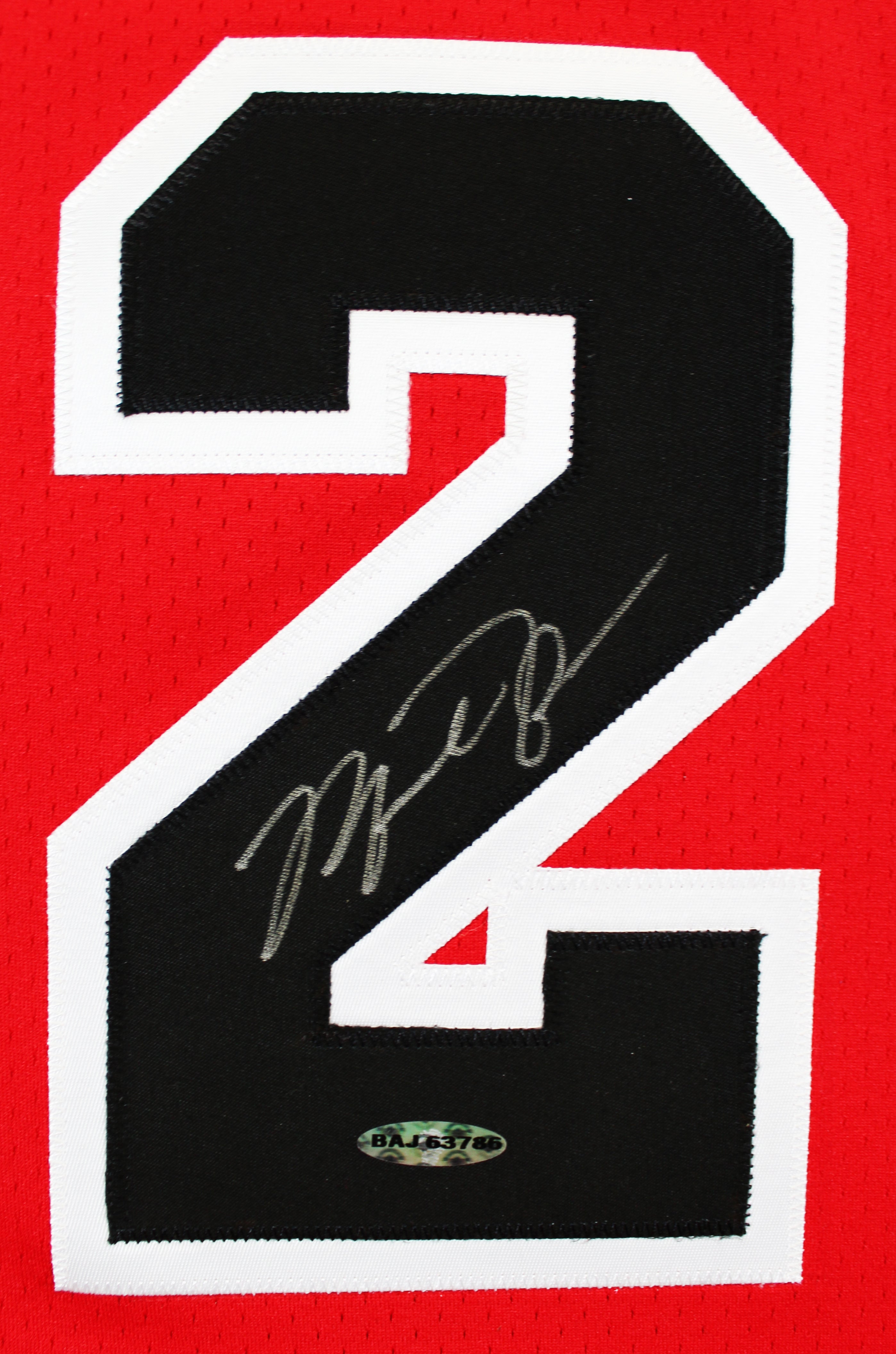 Bulls Michael Jordan Signed Red 1995-96 M&N HWC Authentic Jersey BAS #AC33265