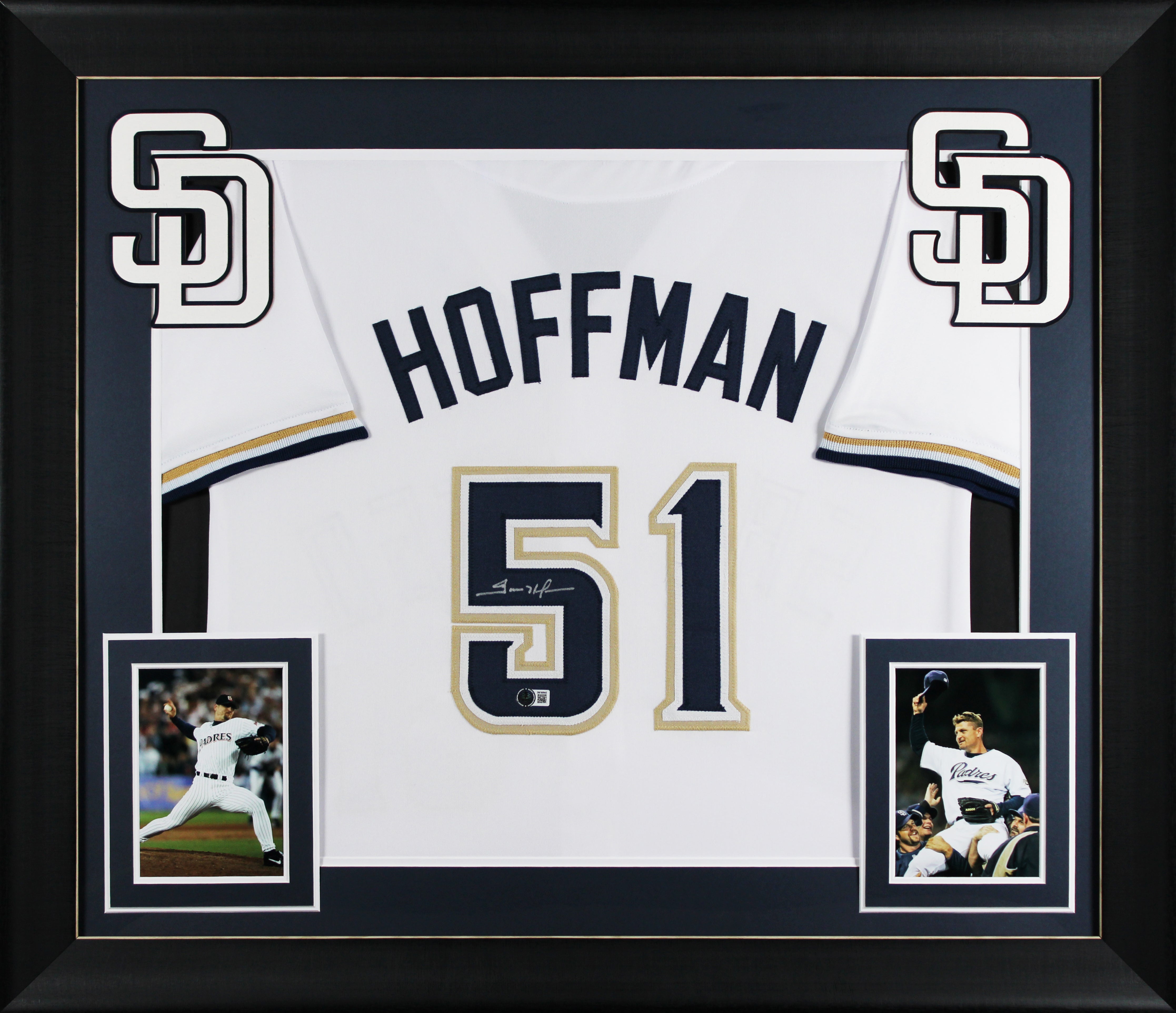 Trevor Hoffman Authentic Signed White Pro Style Framed Jersey BAS Witnessed
