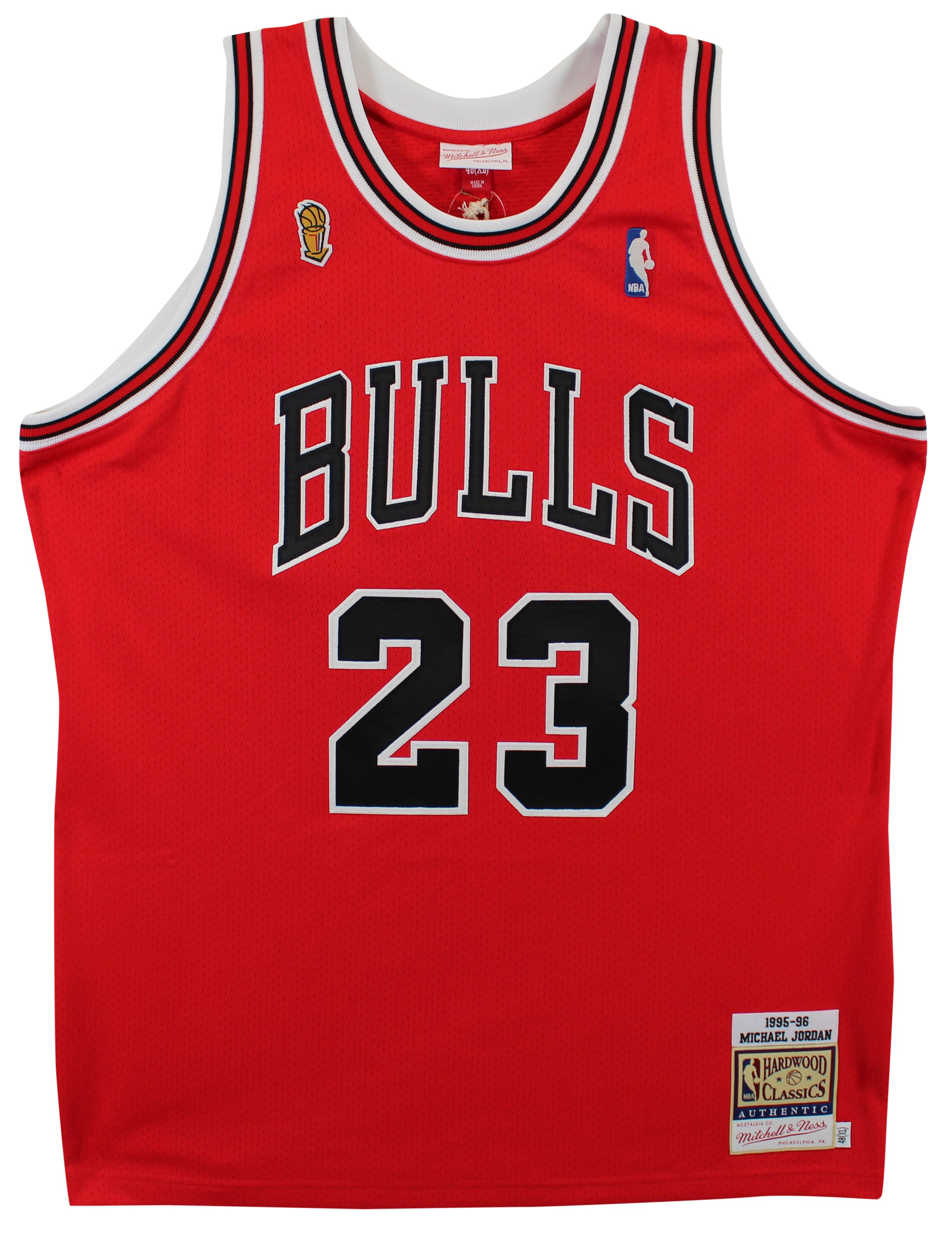Bulls Michael Jordan Signed Red 1995-96 M&N HWC Authentic Jersey BAS #AC33265