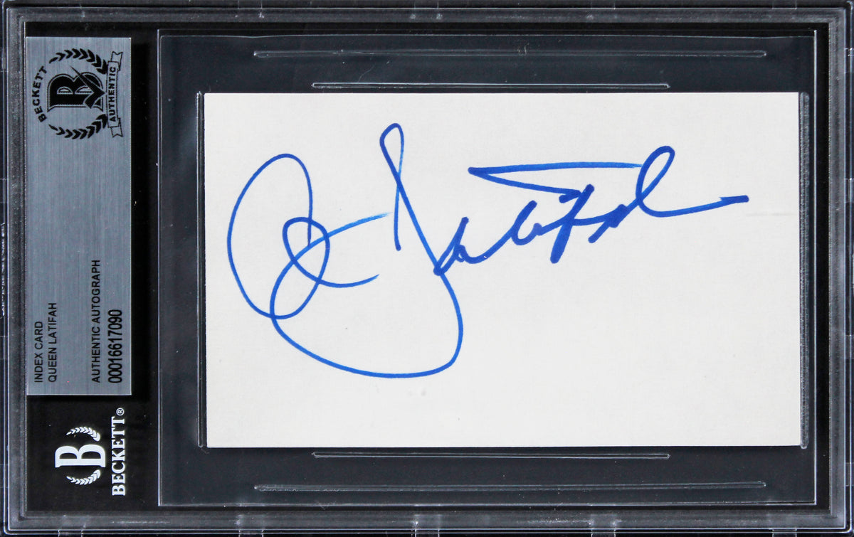 Queen Latifah The Equalizer Authentic Signed 3x5 Index Card BAS Slabbed