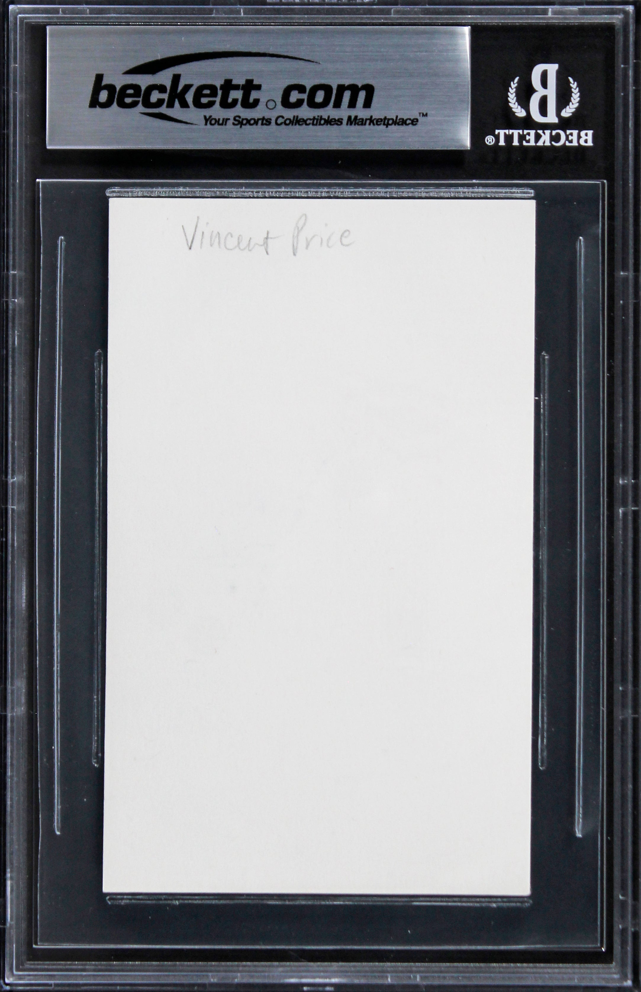 Vincent Price House on Haunted Hill Authentic Signed 3x5 Index Card BAS Slabbed