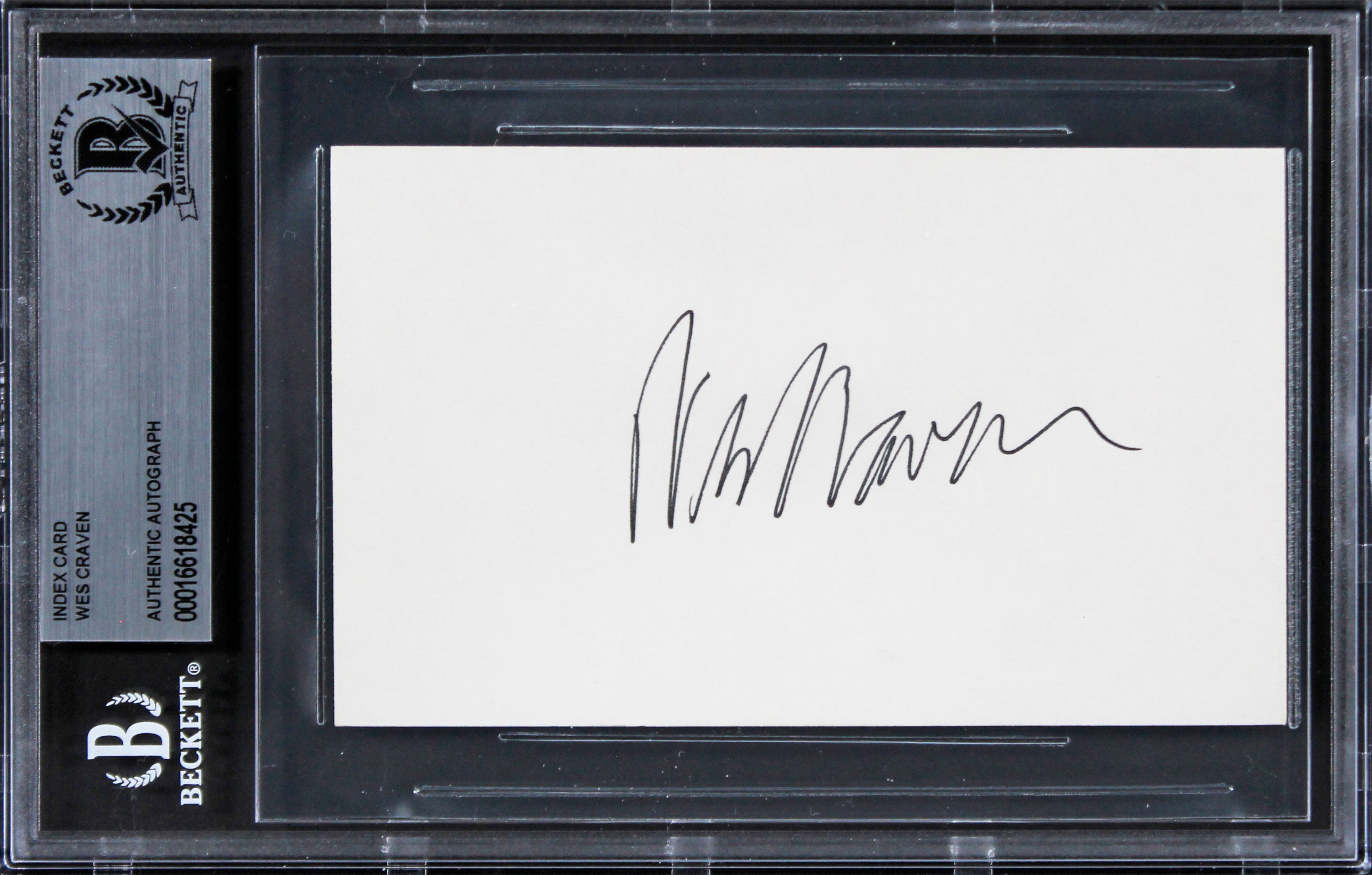 Wes Craven A Nightmare On Elm Street Signed 3x5 Index Card BAS Slabbed 1