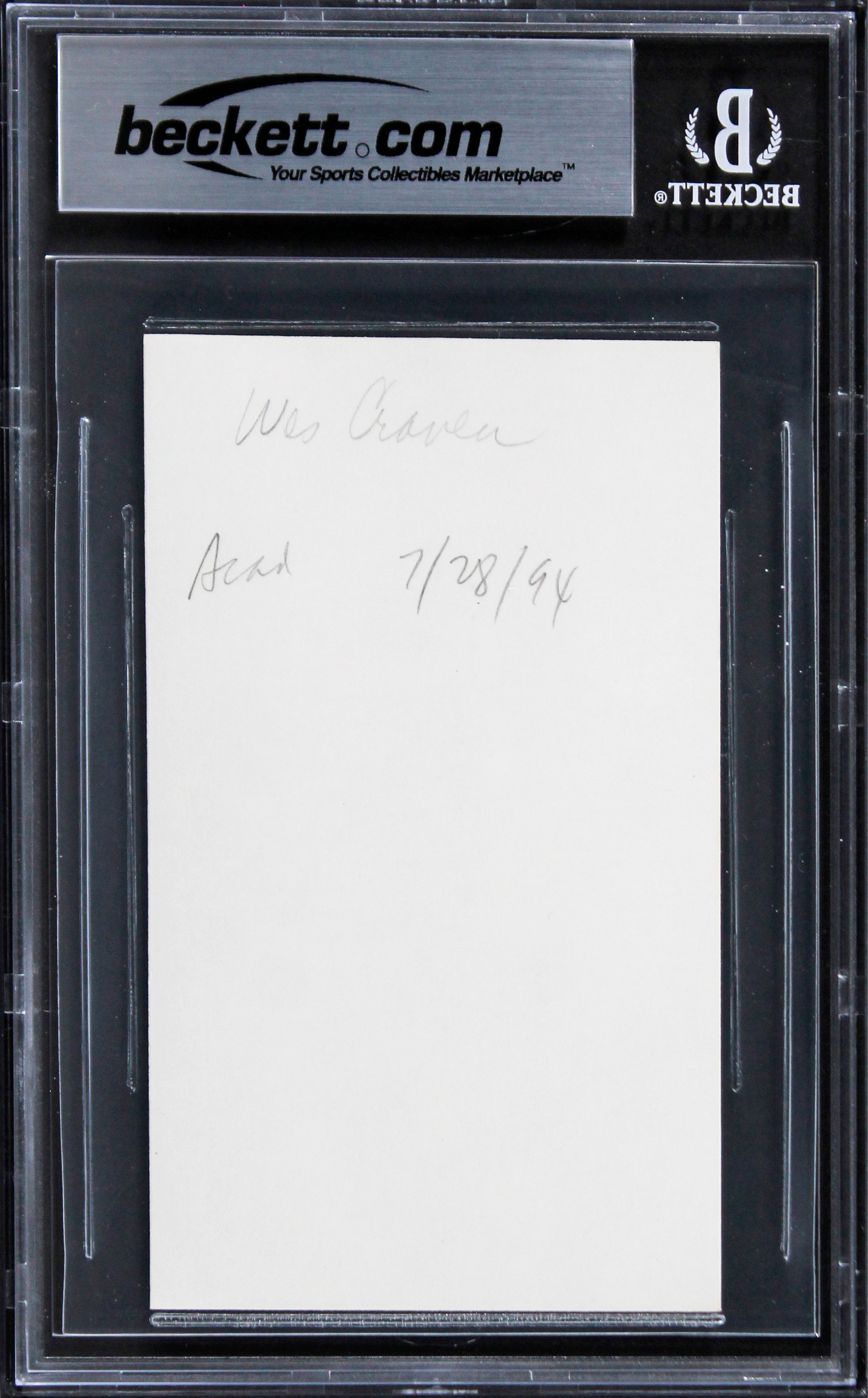 Wes Craven A Nightmare On Elm Street Signed 3x5 Index Card BAS Slabbed 1