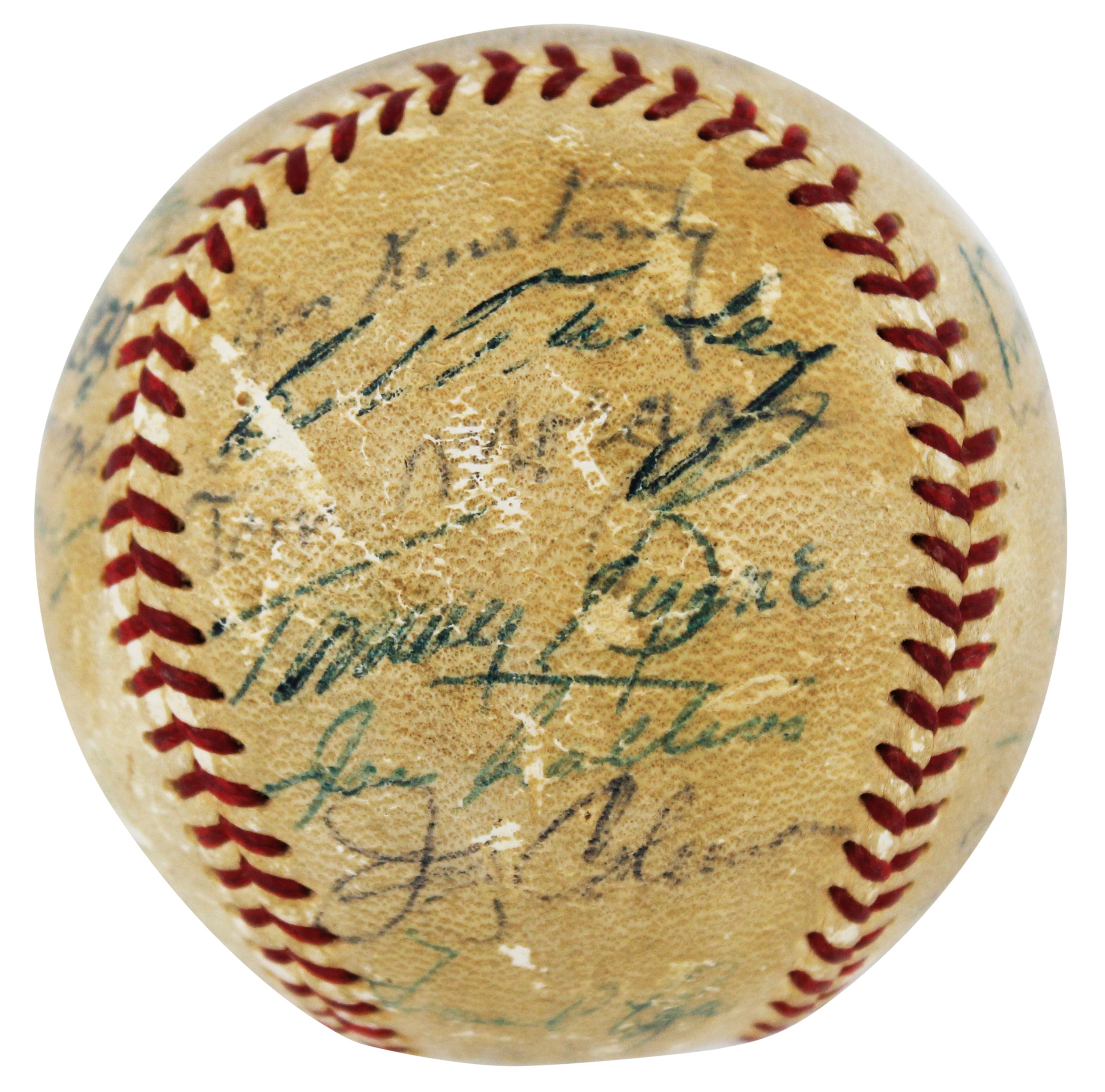 1955 Yankees (29) Mickey Mantle, Phil Rizzuto, Yogi Berra & Ed Ford Authentic Signed PSA #Q04470