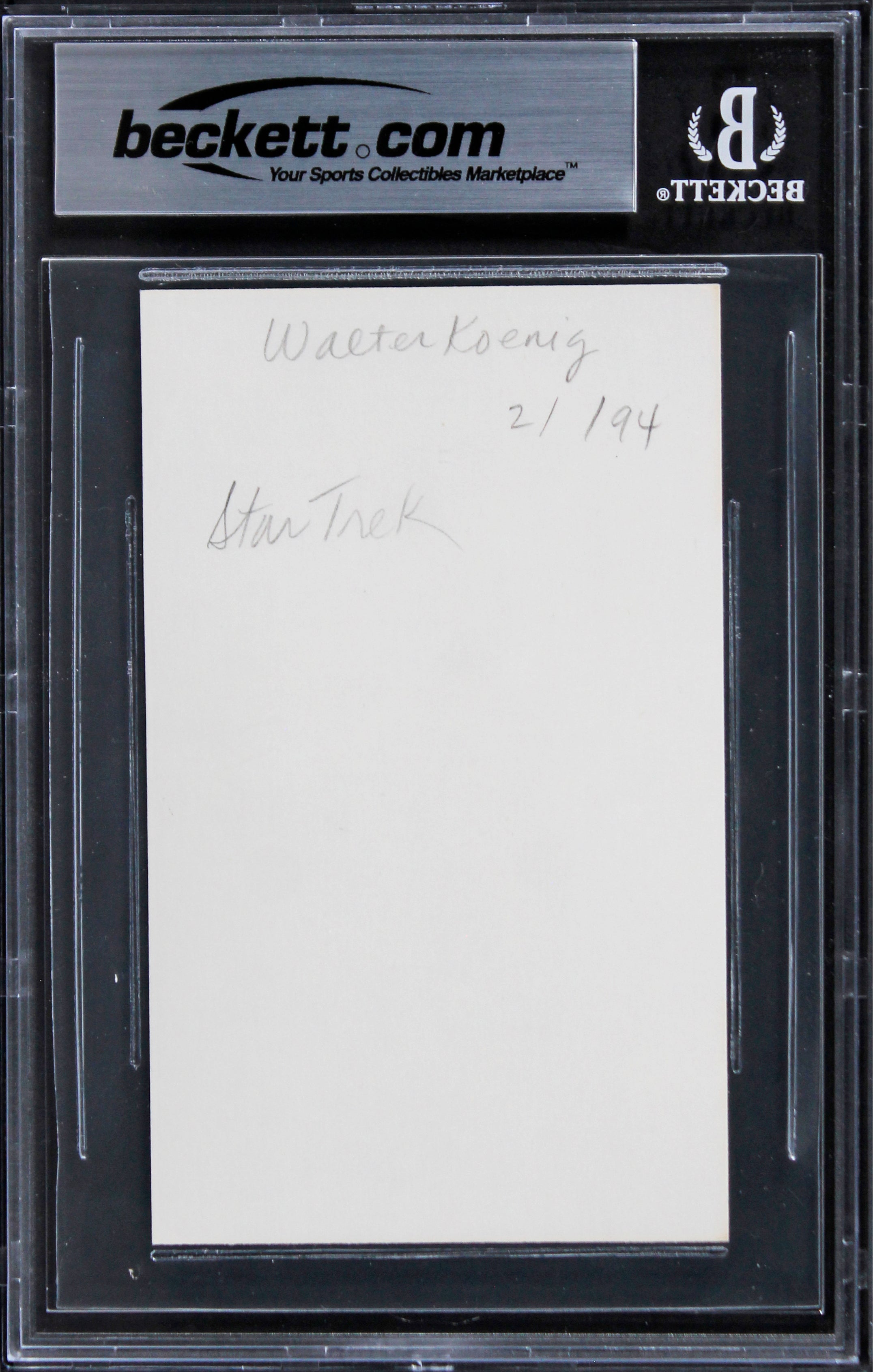 Walter Koenig Star Trek The Movie Authentic Signed 3x5 Index Card BAS Slabbed 1