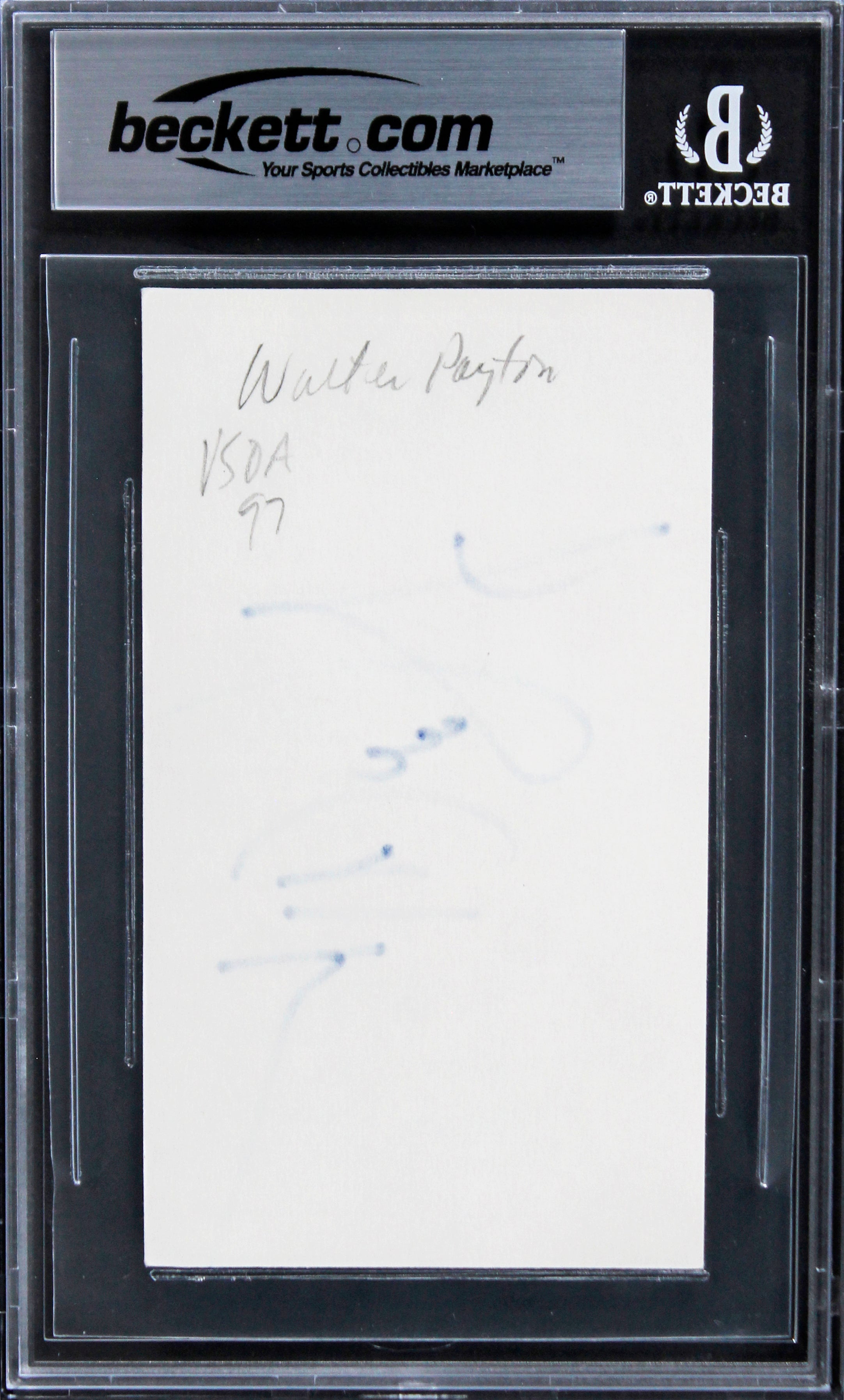 Bears Walter Payton Authentic Signed 3x5 Index Card Autographed BAS Slabbed 2