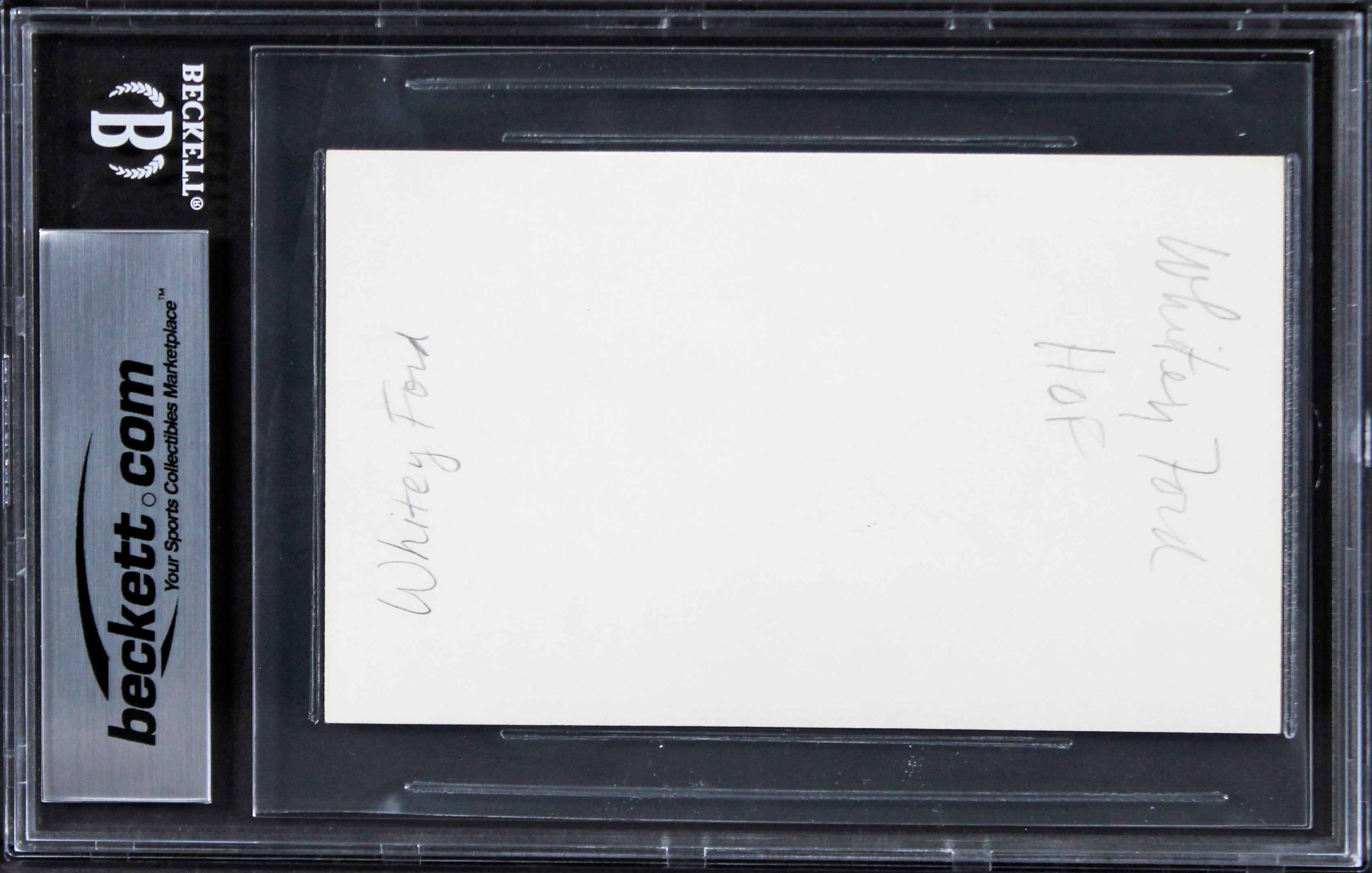 Yankees Whitey Ford Authentic Signed 3x5 Index Card Autographed BAS Slabbed
