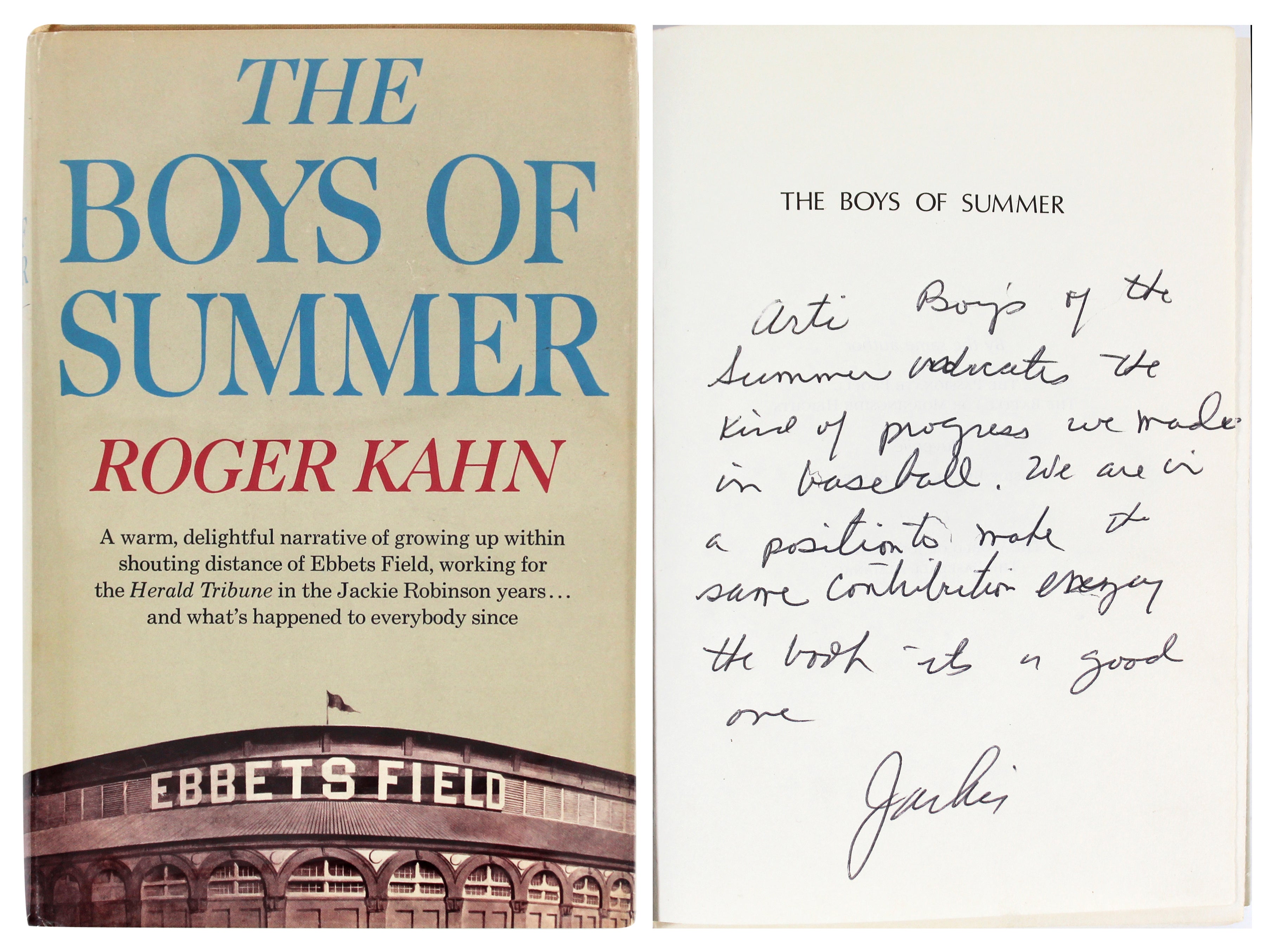 Dodgers Jackie Robinson Signed The Boys Of Summer Hard Cover Book JSA #YY43515