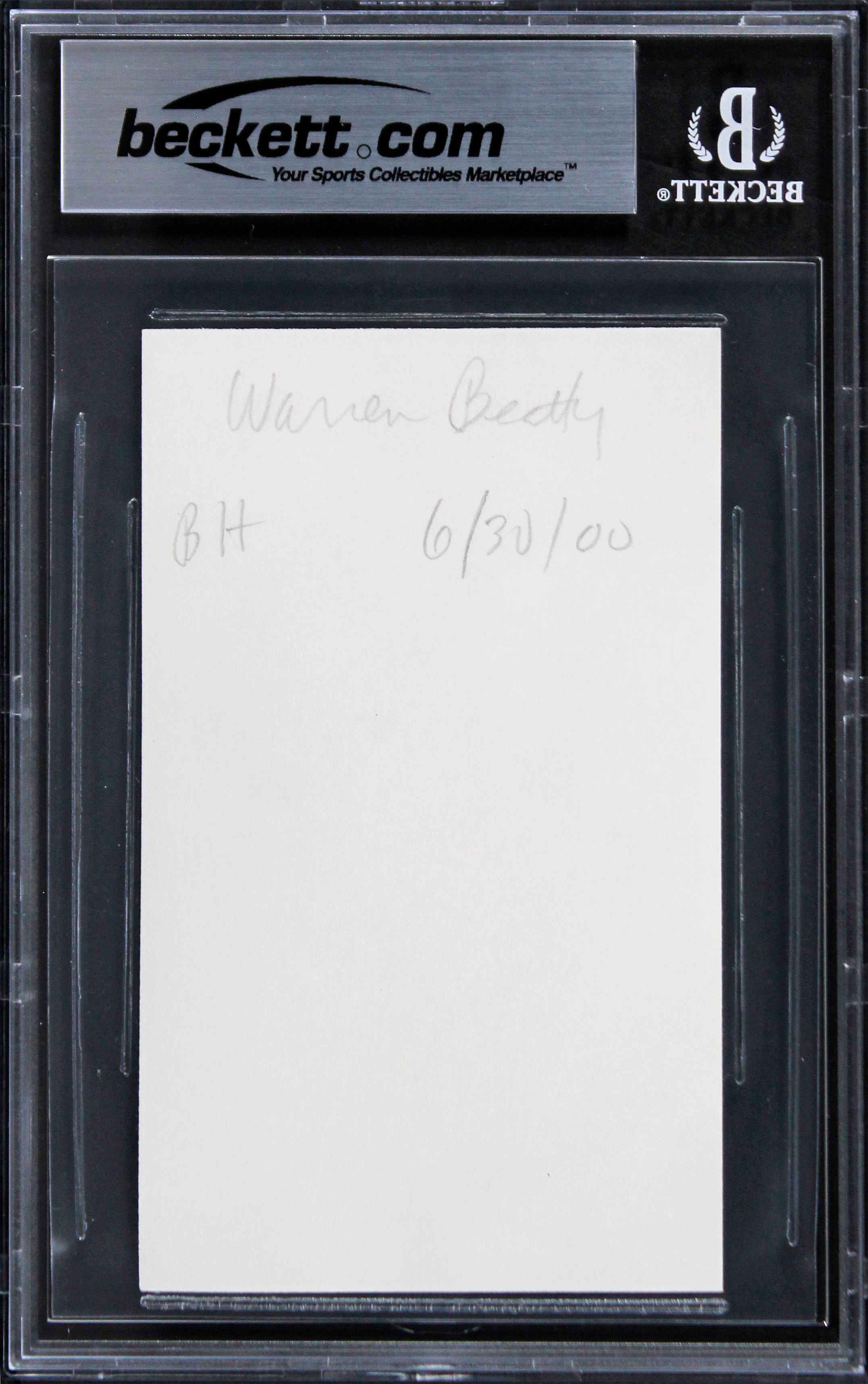 Warren Beatty Bonnie and Clyde Authentic Signed 3x5 Index Card BAS Slabbed 2