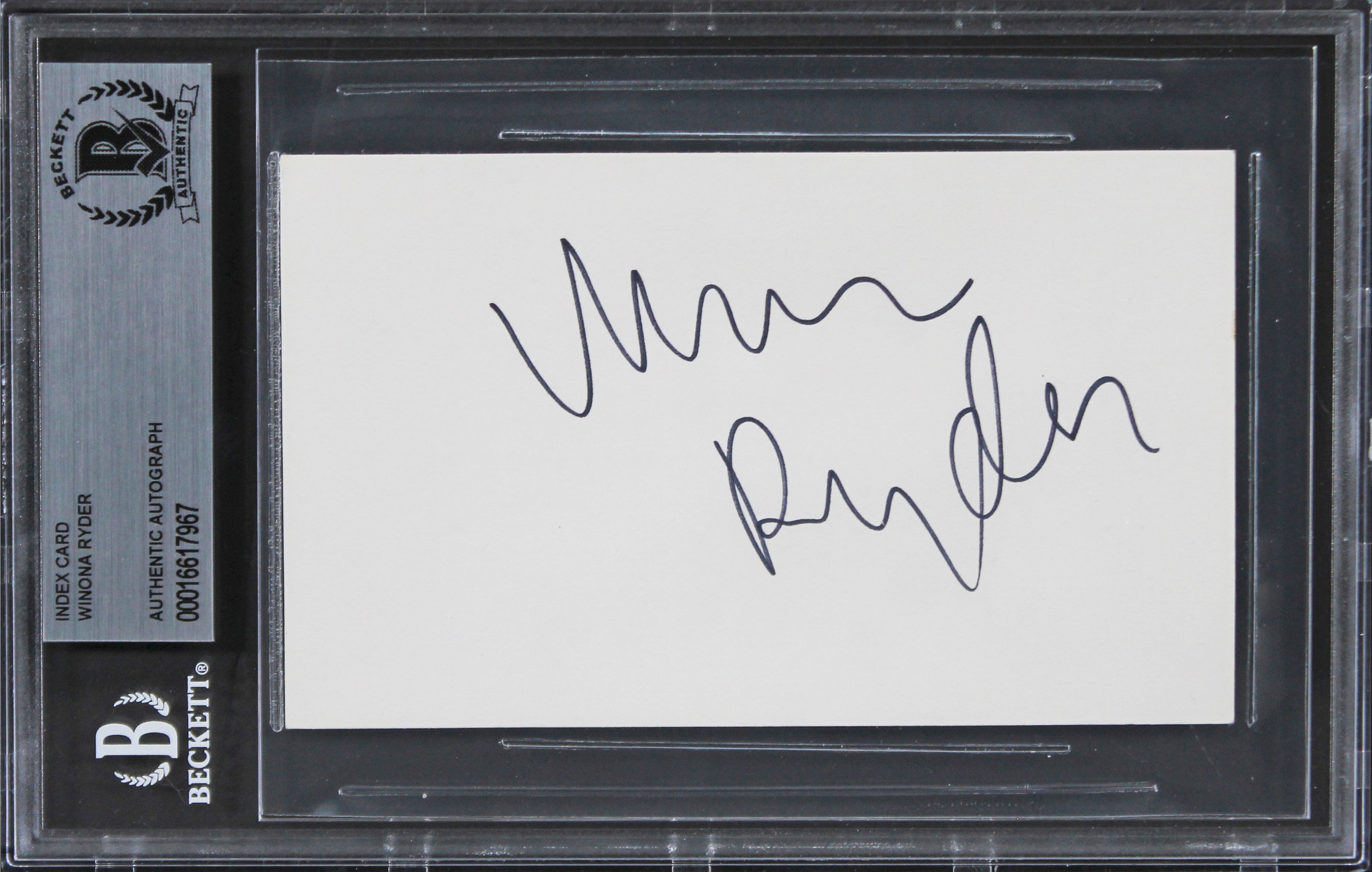 Winona Ryder Edward Scissorhands Authentic Signed 3x5 Index Card BAS Slabbed