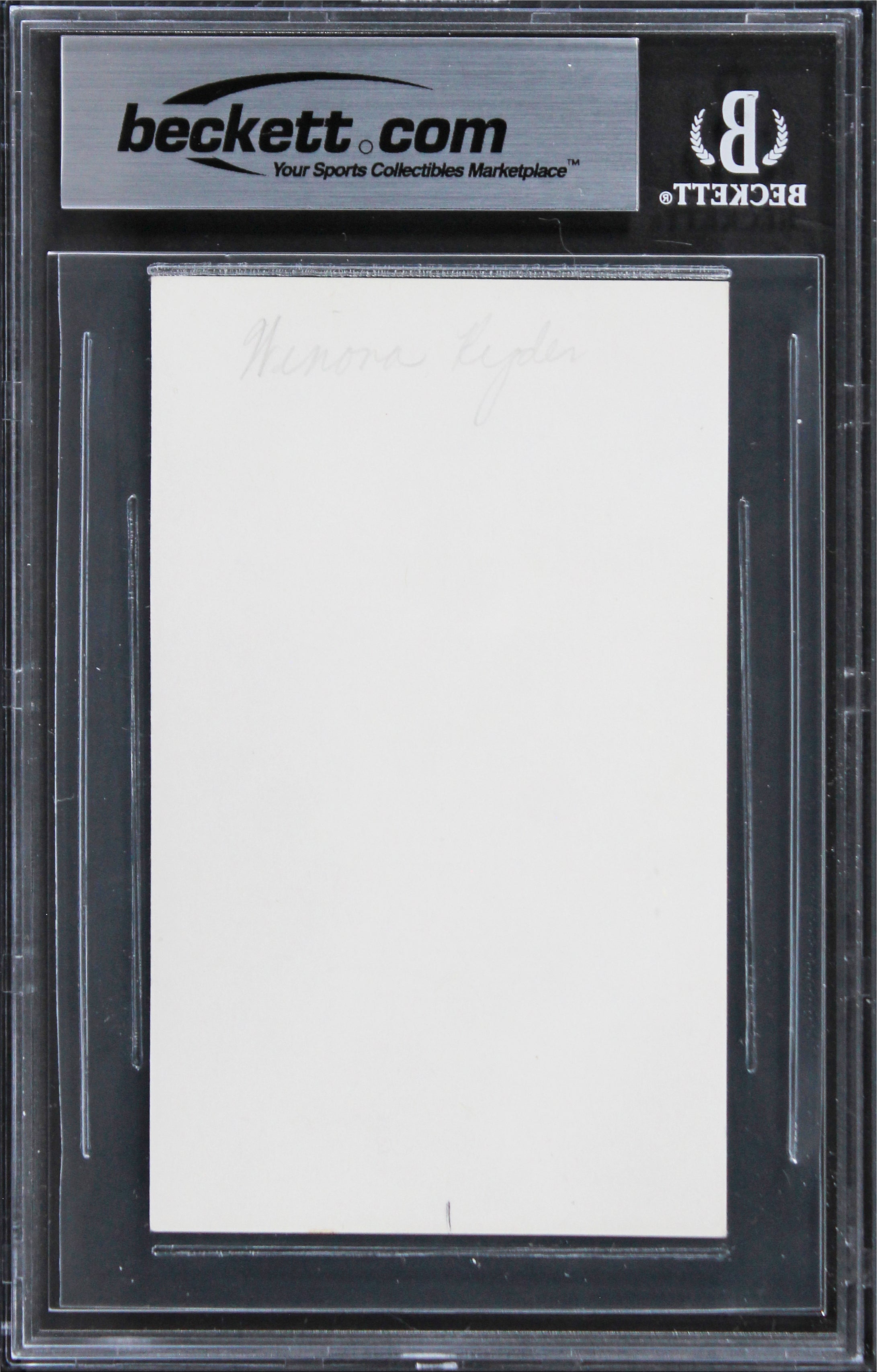 Winona Ryder Edward Scissorhands Authentic Signed 3x5 Index Card BAS Slabbed