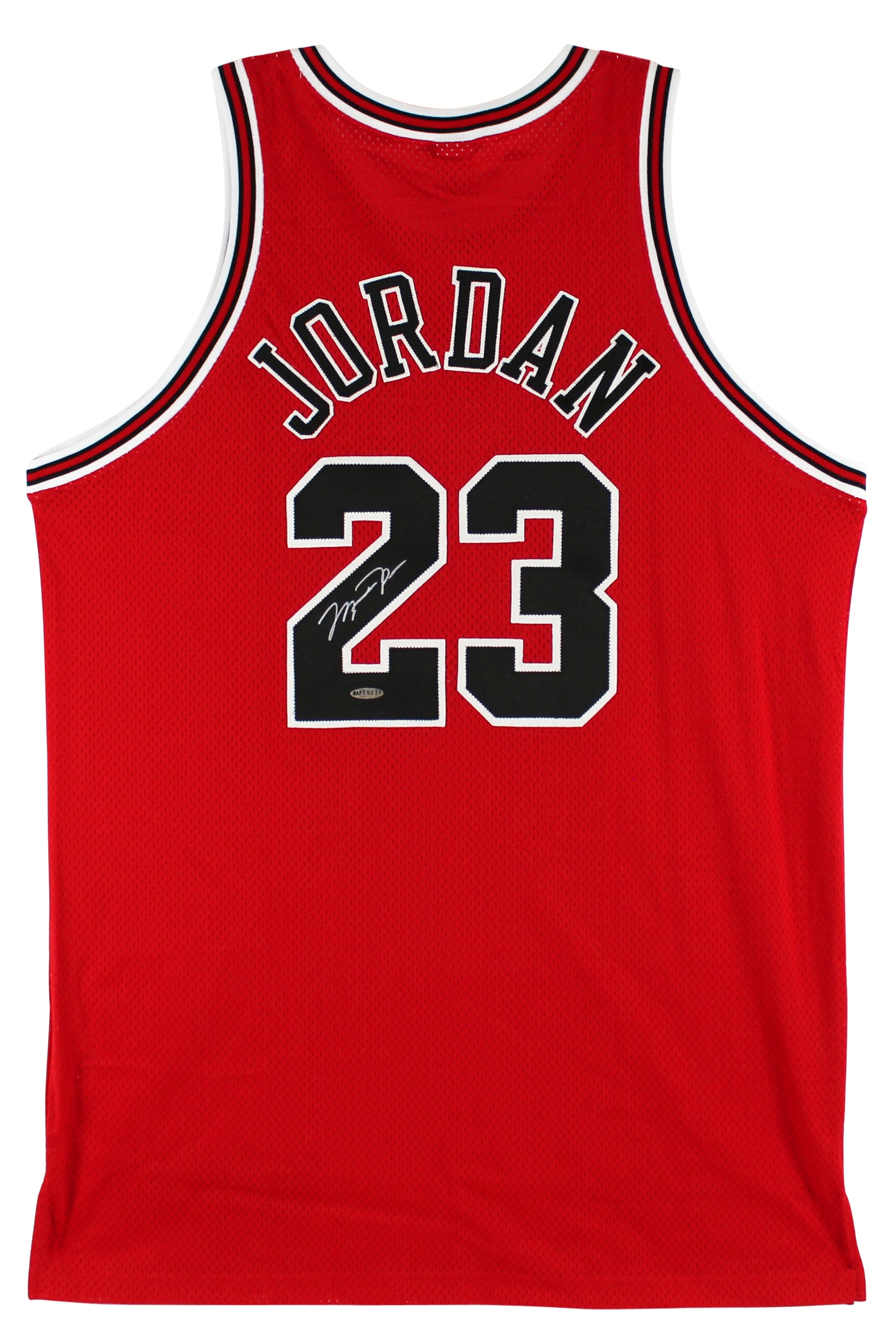 Bulls Michael Jordan Signed Red Authentic Nike Jersey UDA & BAS #AD04351